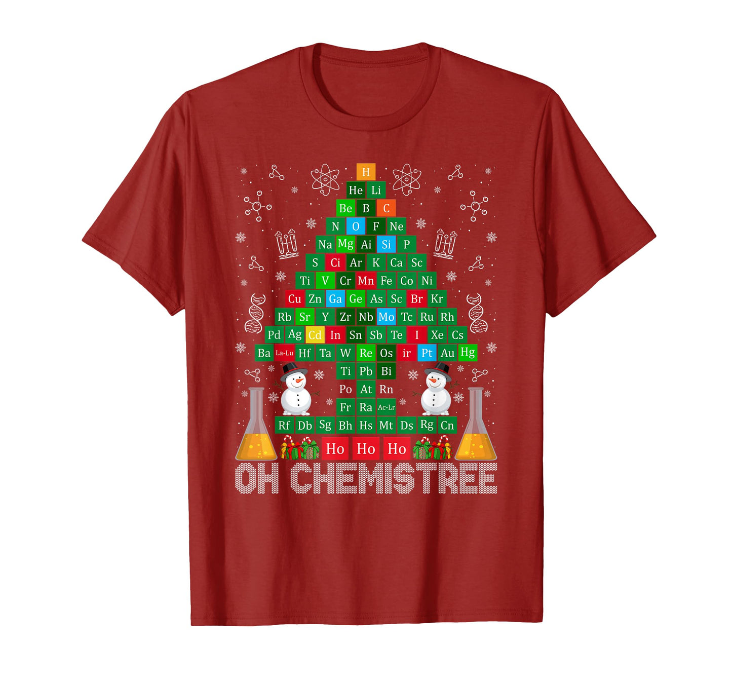 Chemistry Science Ugly Christmas Tree Snowman Oh Chemistree T-Shirt