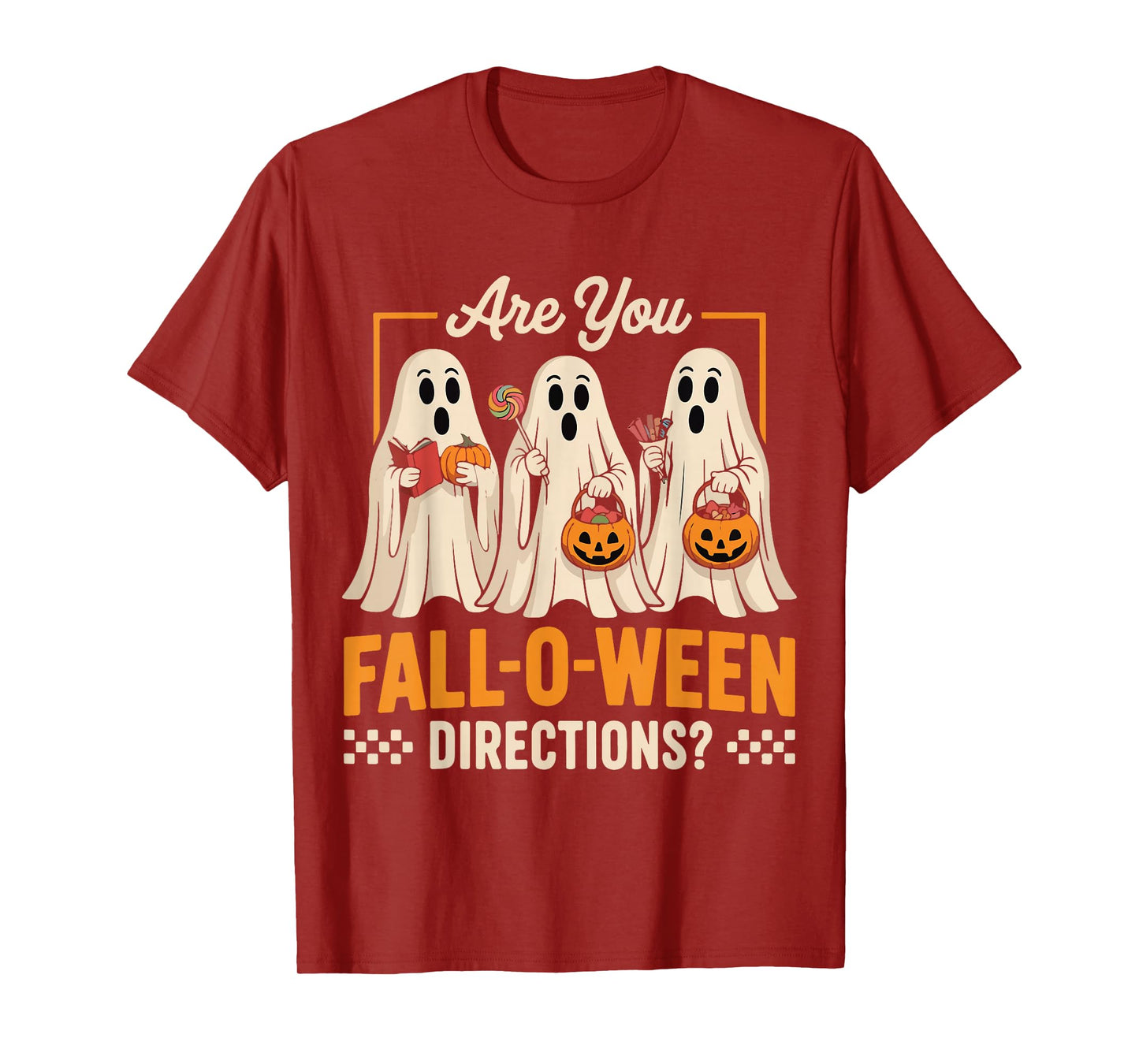 are You Fall O Ween Directions Halloween Teacher Ghost Retro T-Shirt