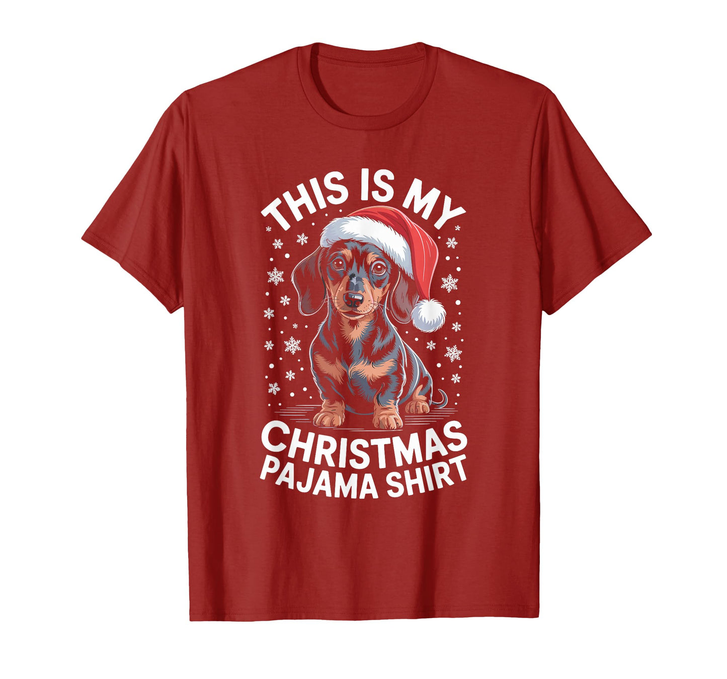 Funny Dachshund Santa Hat Christmas Dog Lover Xmas T-Shirt