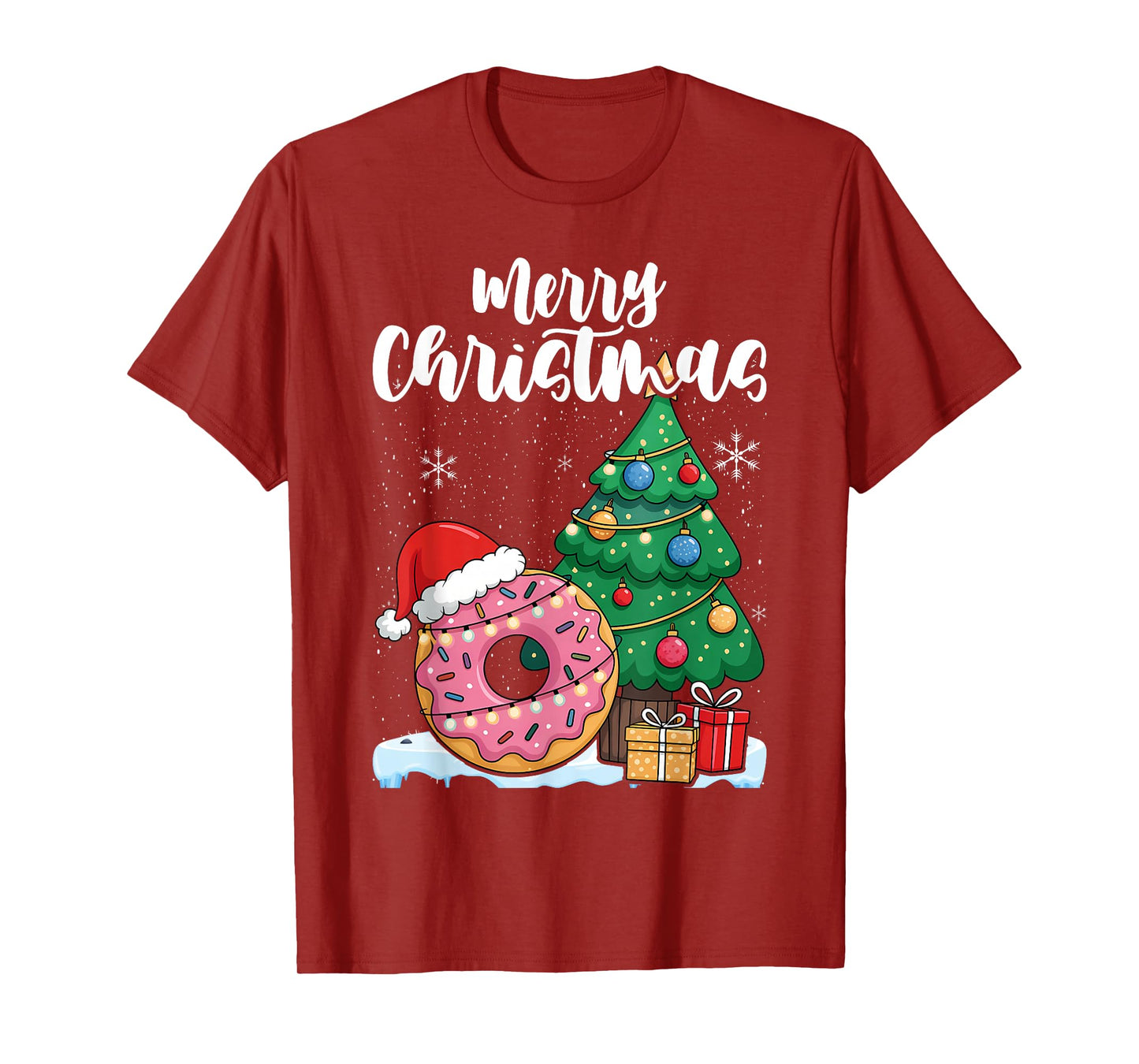 Food Lover Xmas Decorations Santa Donuts Christmas T-Shirt