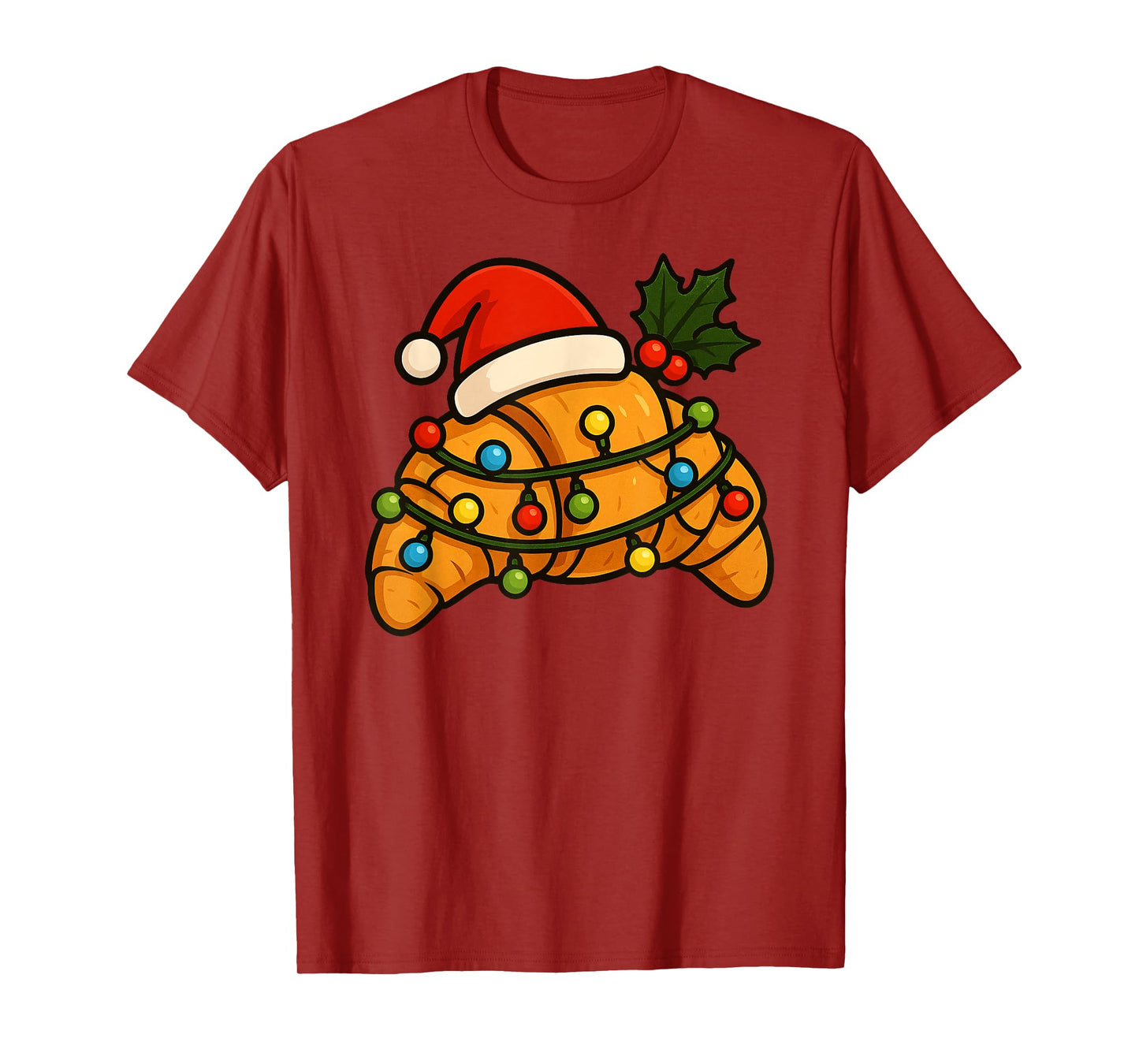 Croissant Merry Xmas Santa Hat Christmas Boys Girls Kids T-Shirt