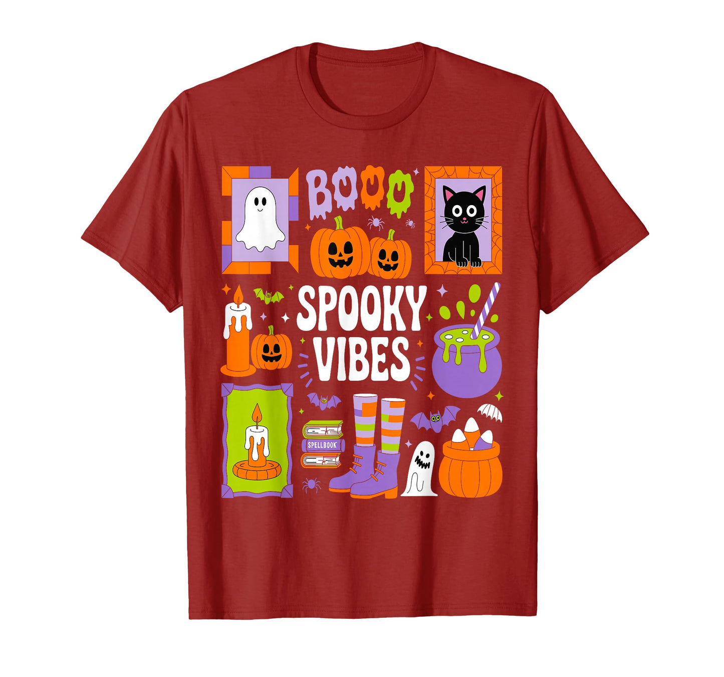 Spooky Vibes Halloween Coquette Jack O'Lantern Boo Crew T-Shirt