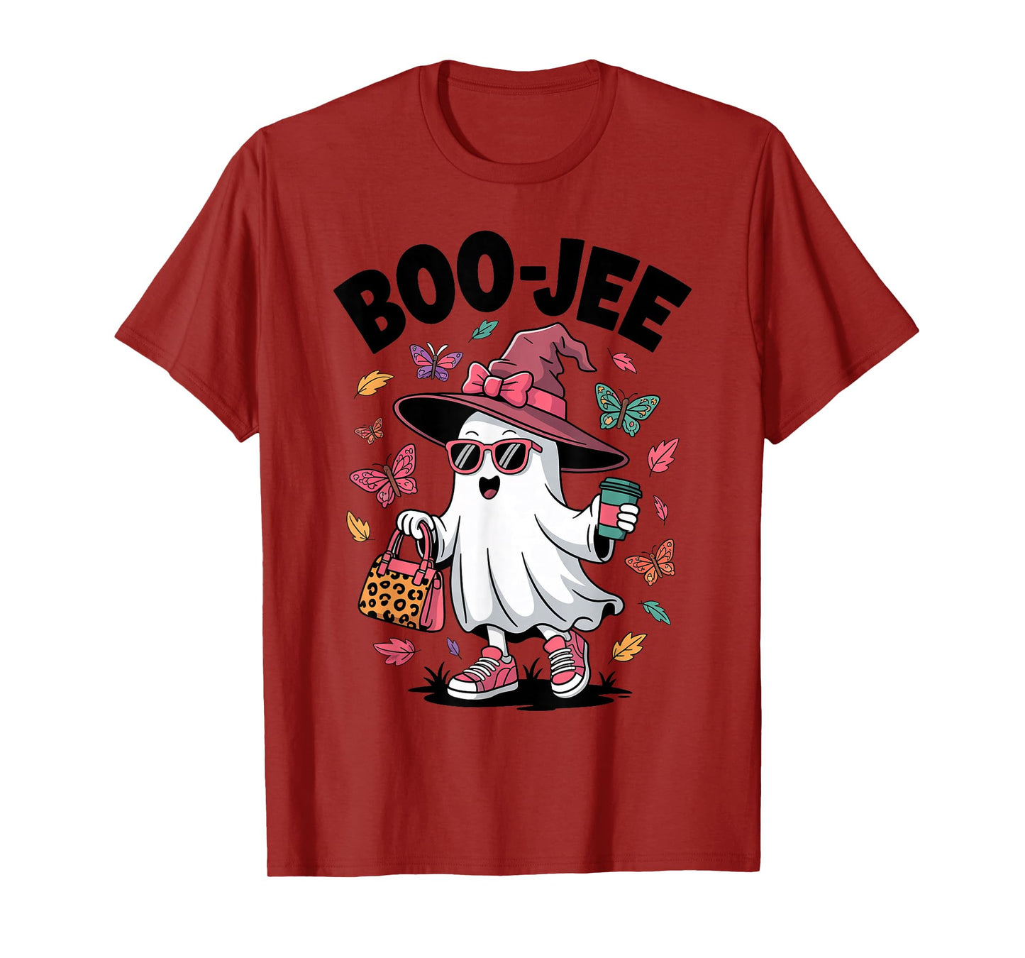 Boo-JEE Ghost Drinking Coffee Funny Halloween Witch Costumes T-Shirt