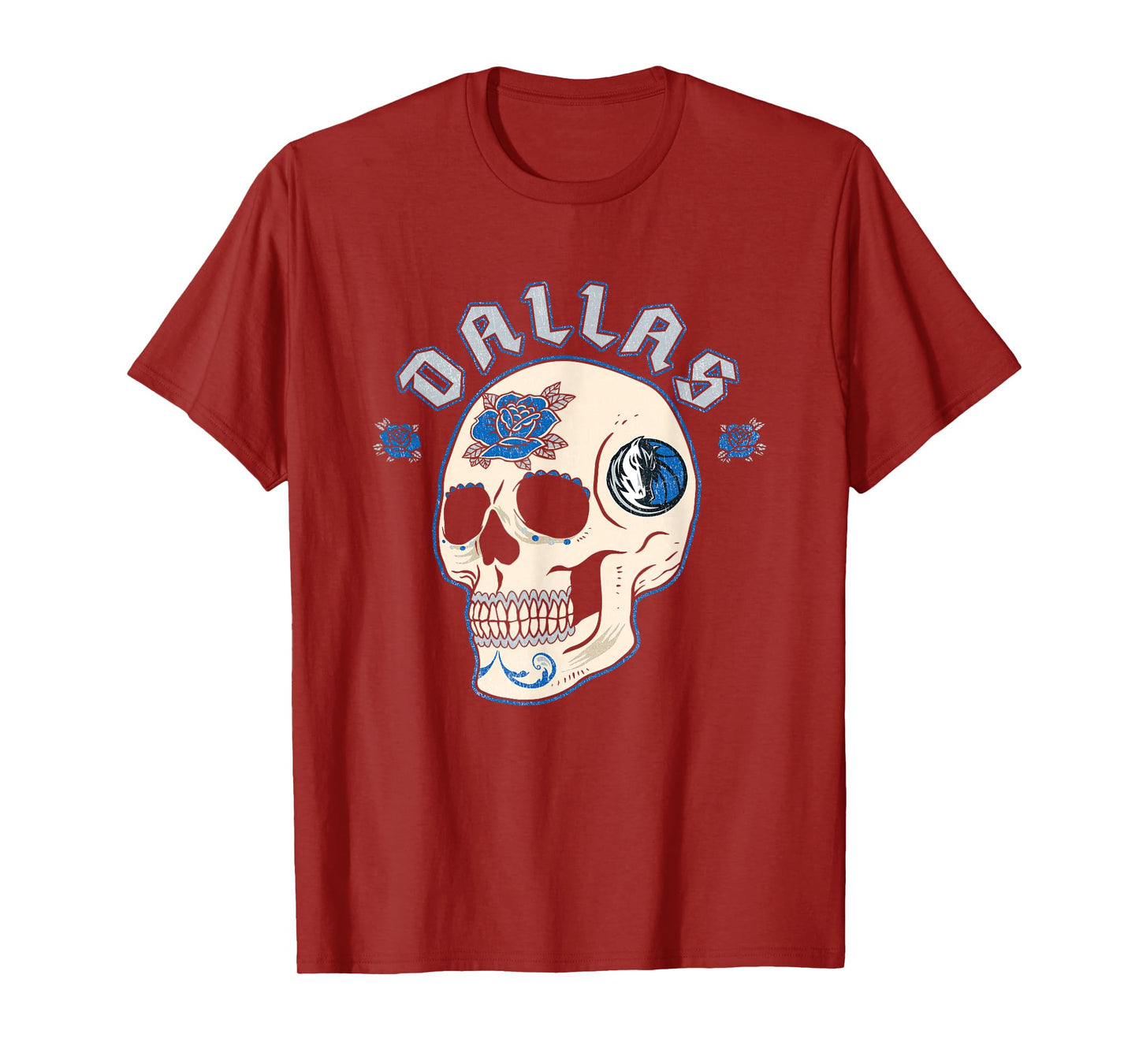 NBA Dallas Mavericks Halloween Floral Skull T-Shirt
