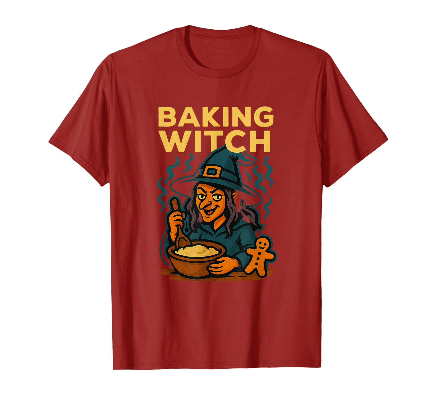 Baking Witch Cartoon Cauldron Cupcakes Pastries Halloween T-Shirt