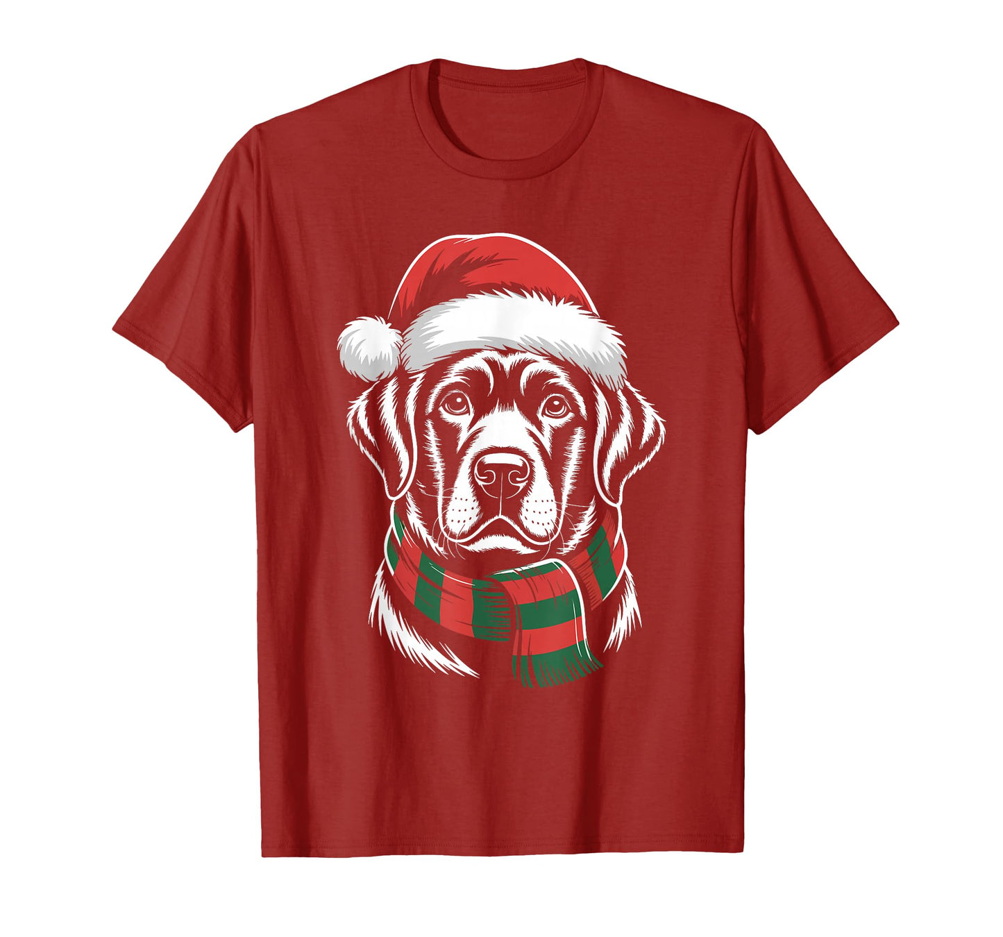 Black Labrador Dog Xmas Santa Hat Scarf Christmas Costume T-Shirt