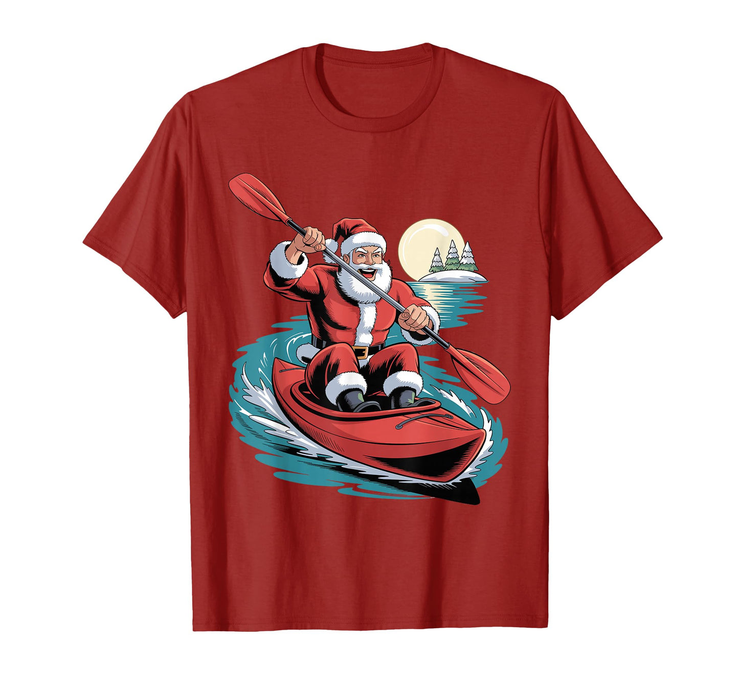 Santa Kayaking Lover Funny Holiday Christmas Xmas Pajama T-Shirt