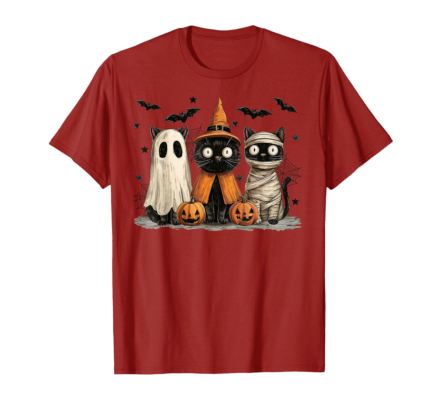 Halloween Black Cats Ghost Witch Mummy Pumpkin Scary Cat T-Shirt