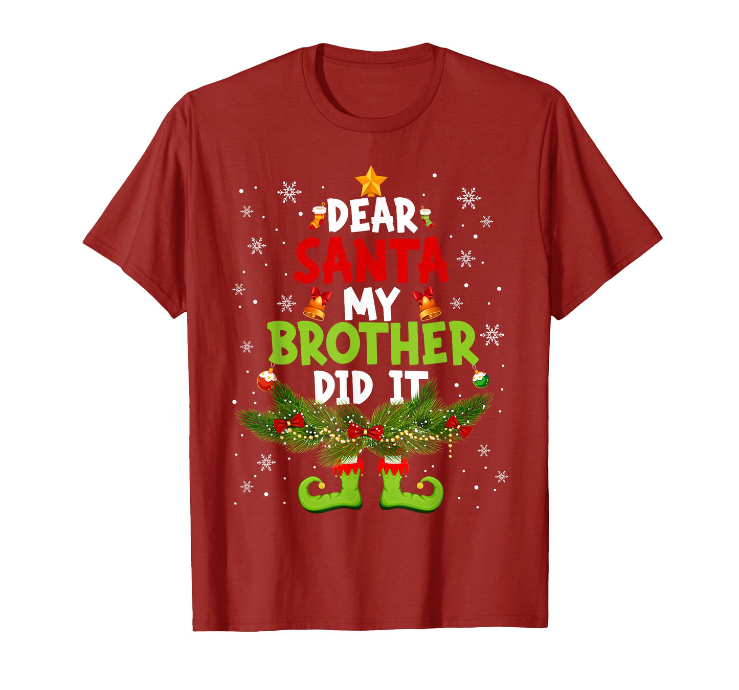 Dear Santa My Brother Did It Pajamas Christmas Xmas Men Wome T-Shirt