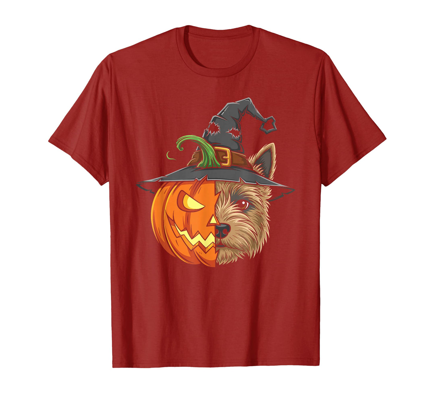 Cairn Terrier Pumpkin Jack O Lantern Halloween Mens Womens T-Shirt