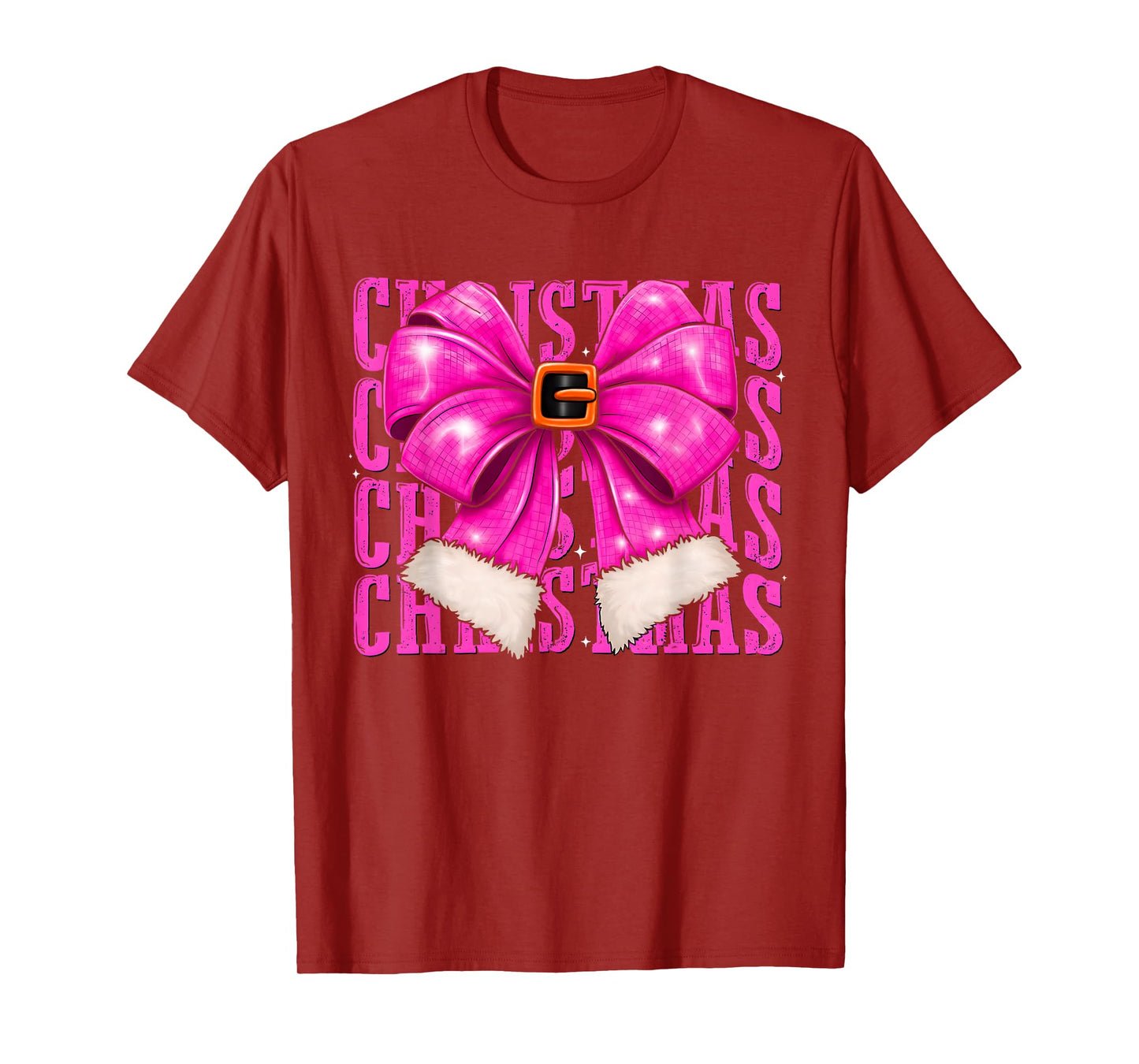 Pink Coquette Christmas Bow Tree Santa Aesthetic T-Shirt