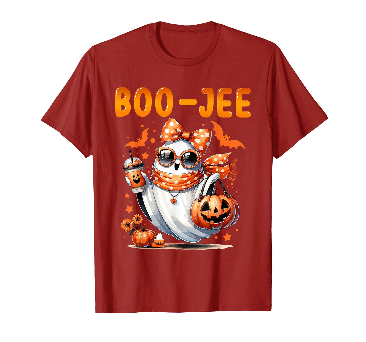 Coquette Leopard Ghost Coffee Boo-JEE Halloween Boujee Ghost T-Shirt