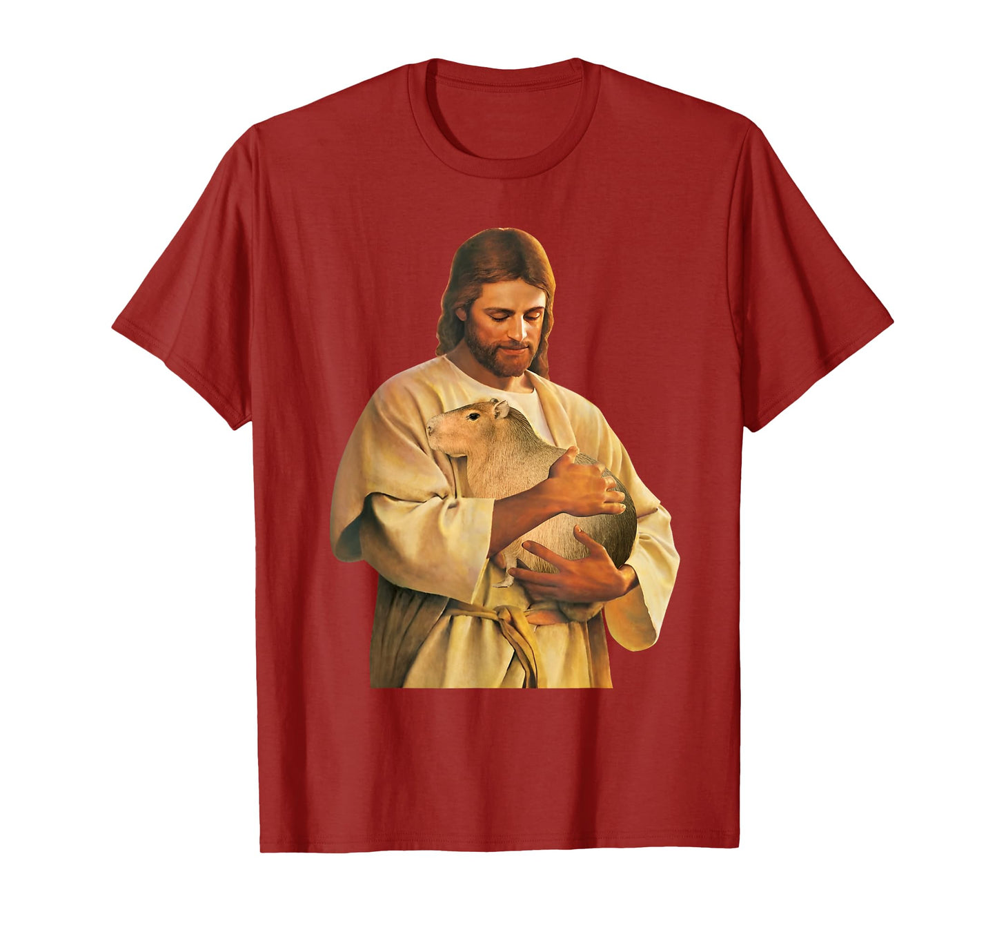 Funny Meme Capybara Lover Cute Jesus Holding Capybara Joke T-Shirt