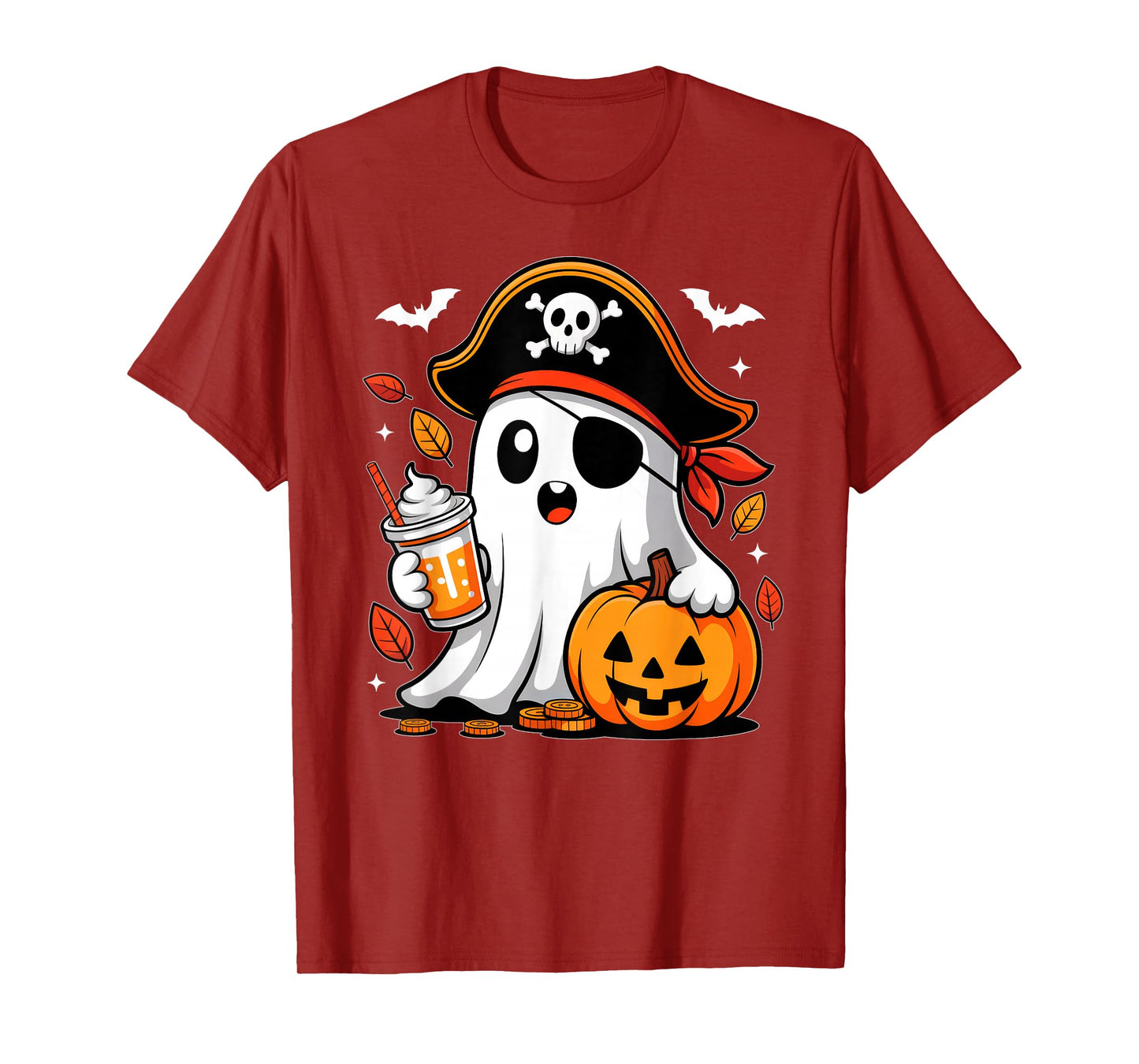 Cute Ghost Pumpkin Pirate Halloween Costume Boys Girls Kids T-Shirt