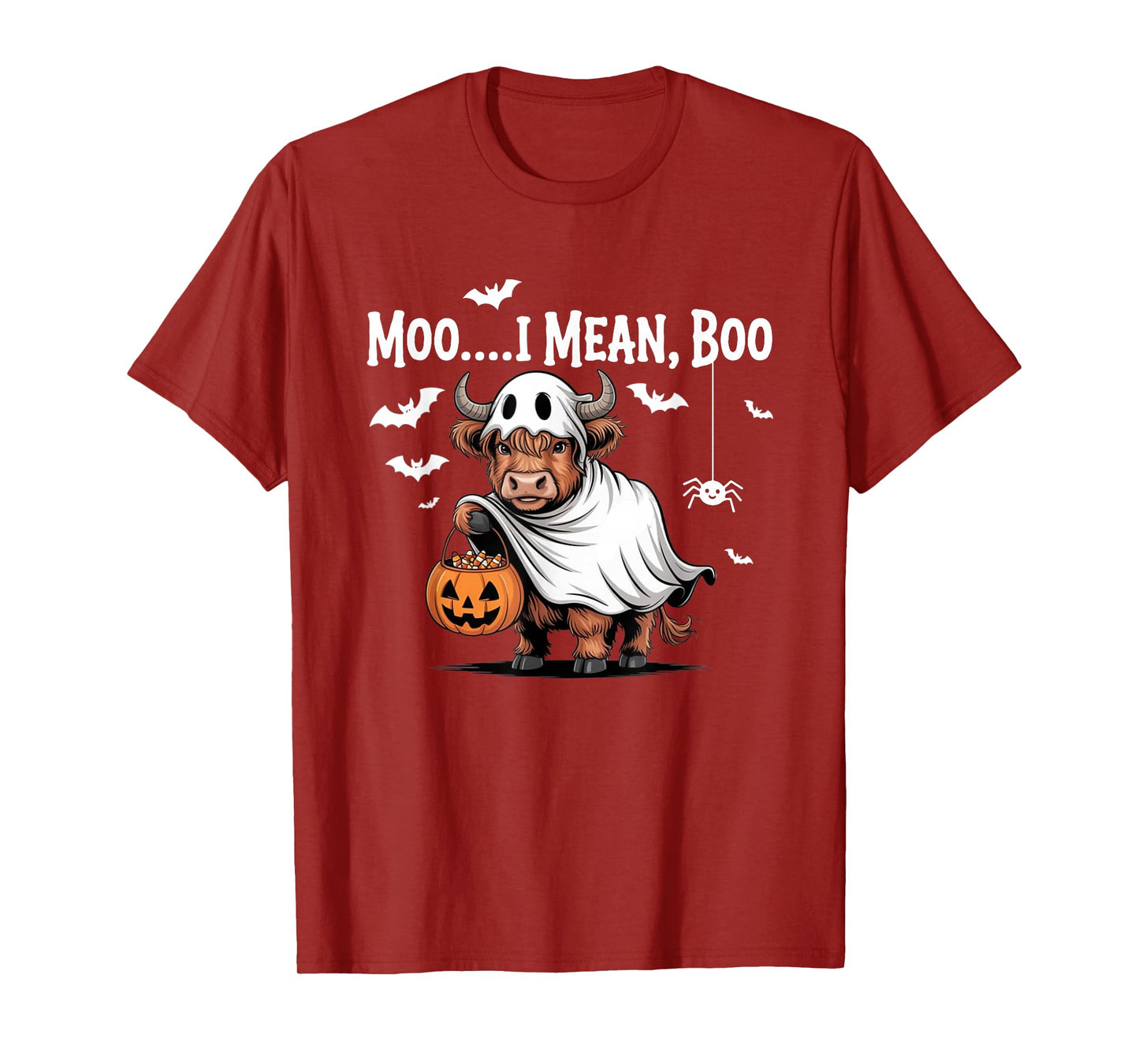Moo I Mean Boo Spooky Cow Halloween Heifer Cute Ghost T-Shirt