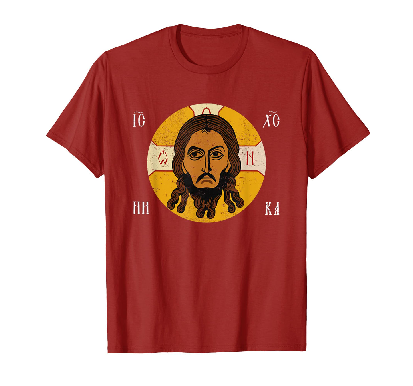 Vintage Face Of Jesus Christ Orthodox Kazan Flag Distressed T-Shirt