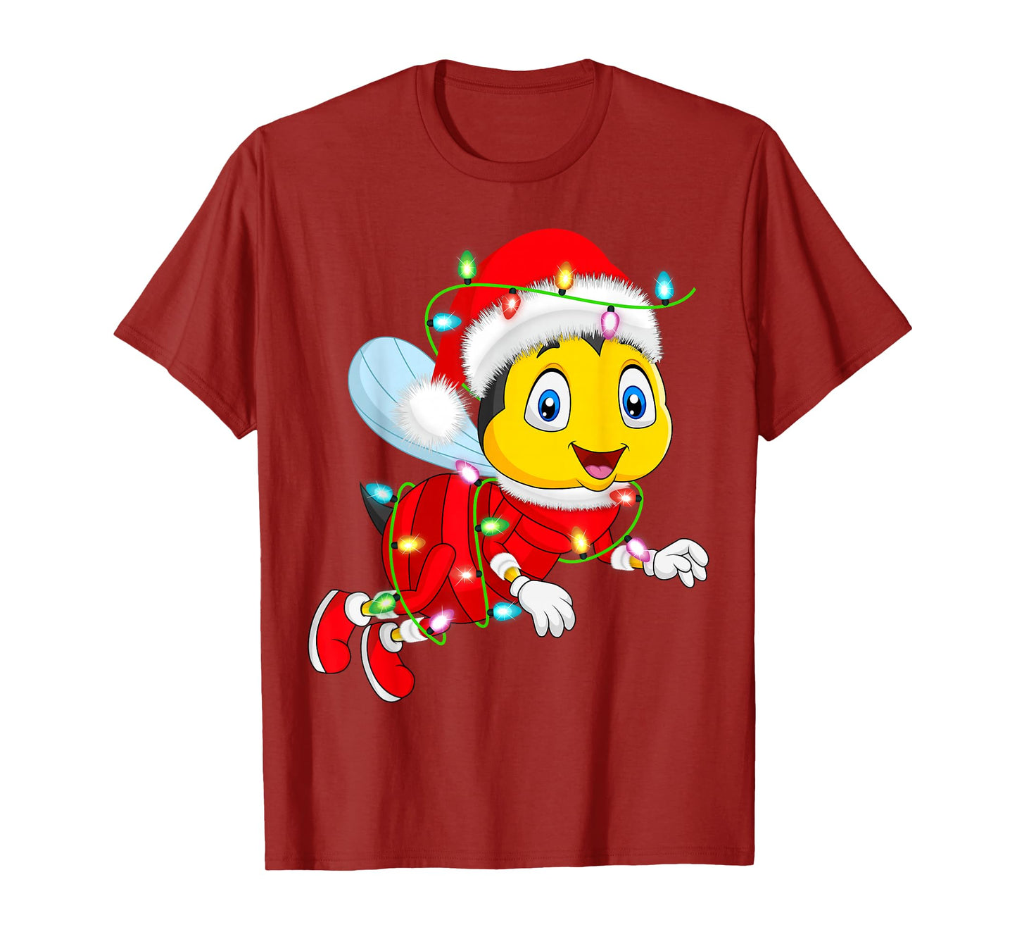 Honey Bees Christmas Lights Santa Costume Cute Animal Xmas T-Shirt