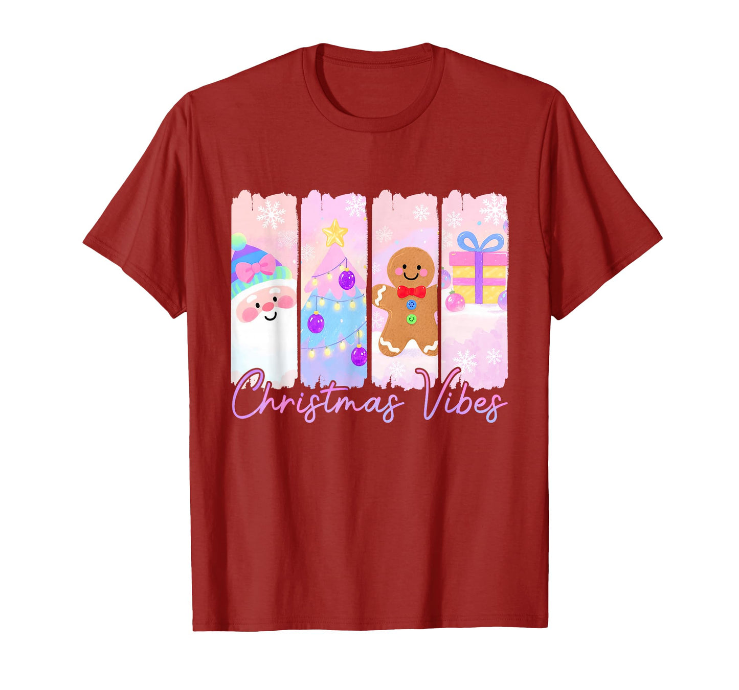 Christmas Vibes Santa Claus Xmas Tree Gingerbread Girls Kids T-Shirt