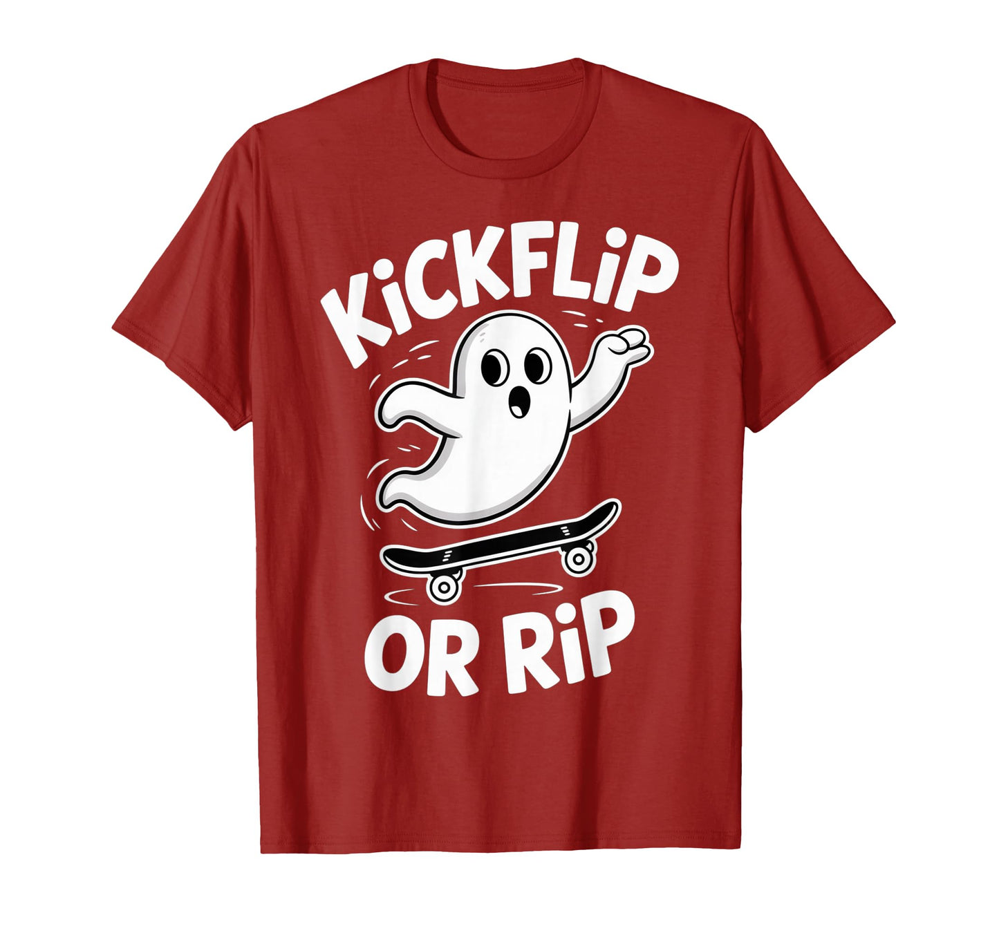 Funny Ghost On Skateboard Retro Halloween Costume Kids Boys T-Shirt