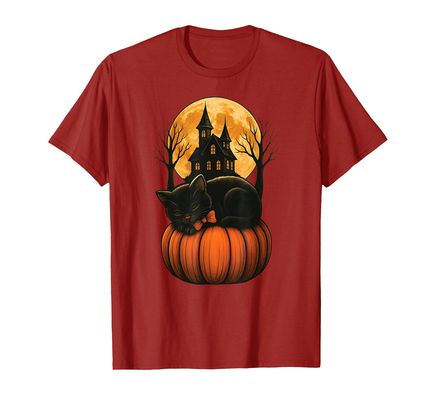 Cute Black Cat Pumpkin Witch Cat Autumn Fall Halloween Cat T-Shirt