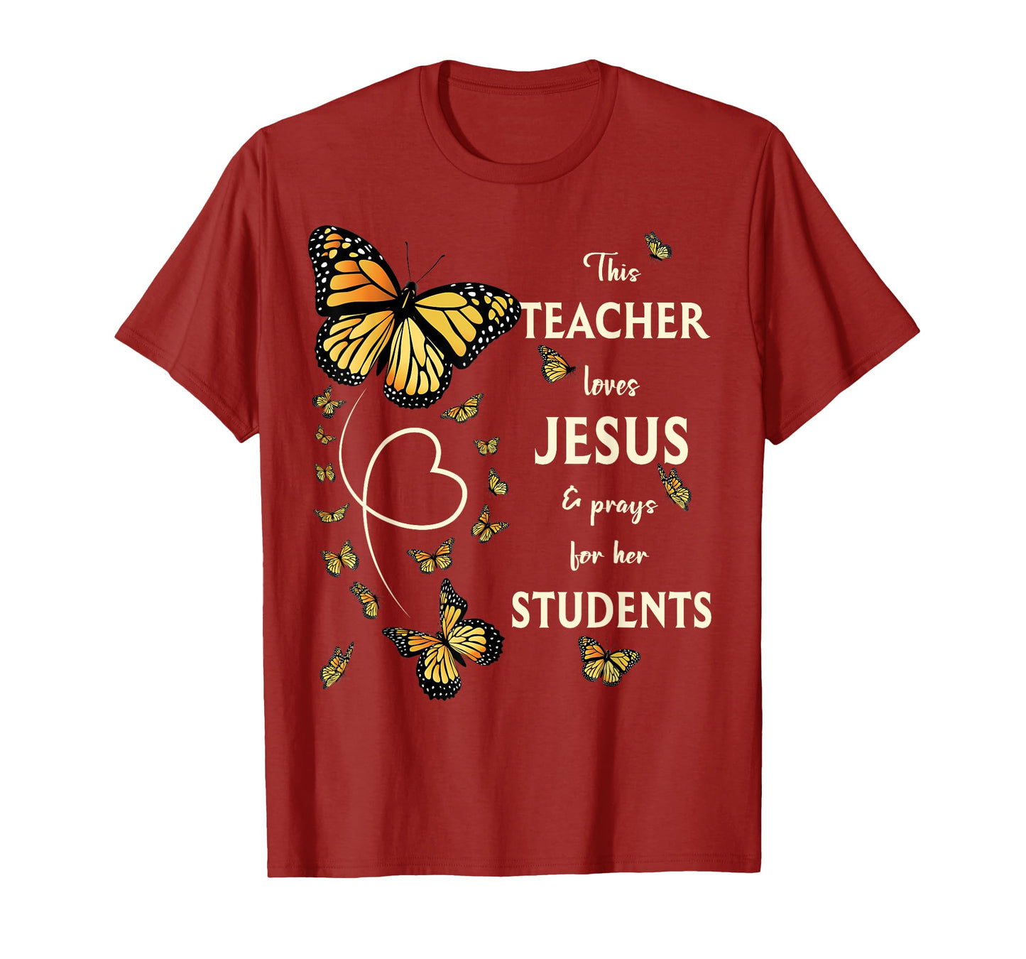 Christian Butterfly This Teacher Loves Jesus And Prays T-Shirt