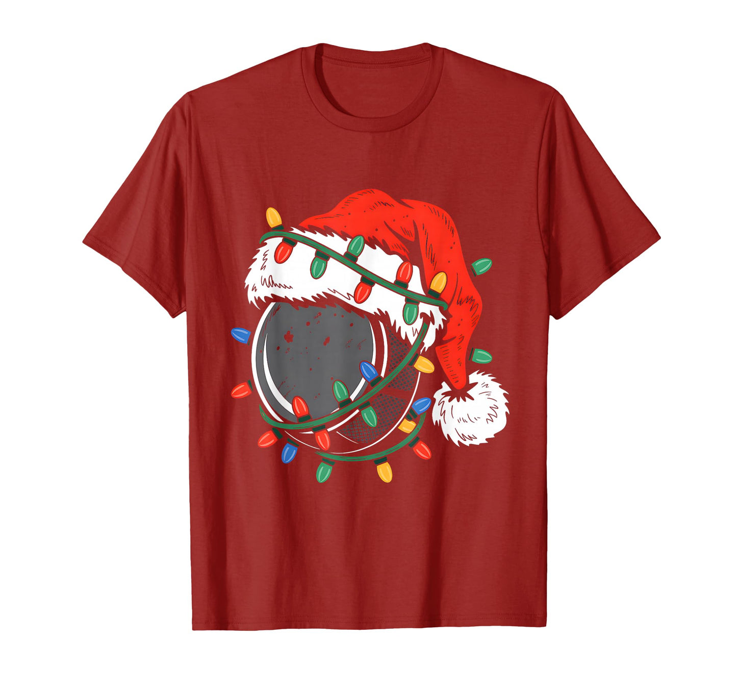 Hockey Santa Hat Xmas Funny Christmas Boys Men Hockey Lover T-Shirt