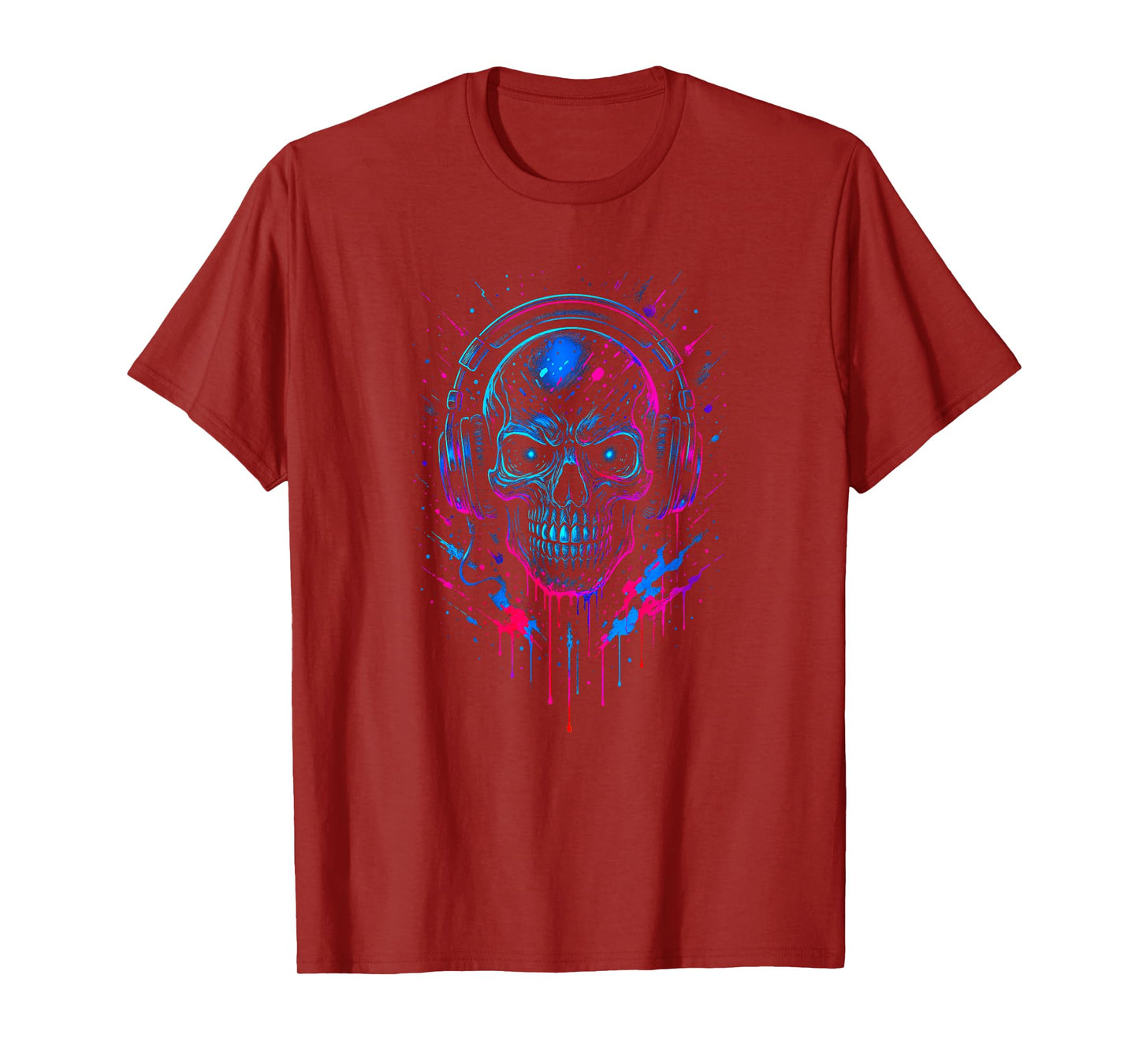 Skull DJ Headphones - Vaporwave Retro Halloween Skeleton Y2K T-Shirt