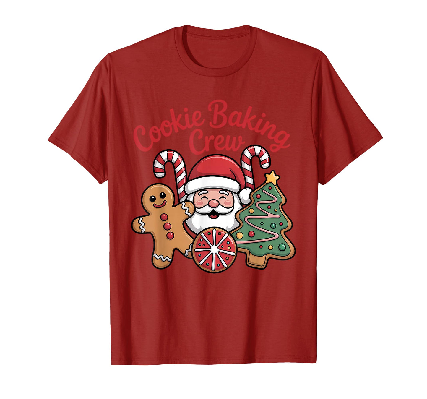 Cute Cookie Baking Crew Santa Gingerbread Man Women Kids T-Shirt