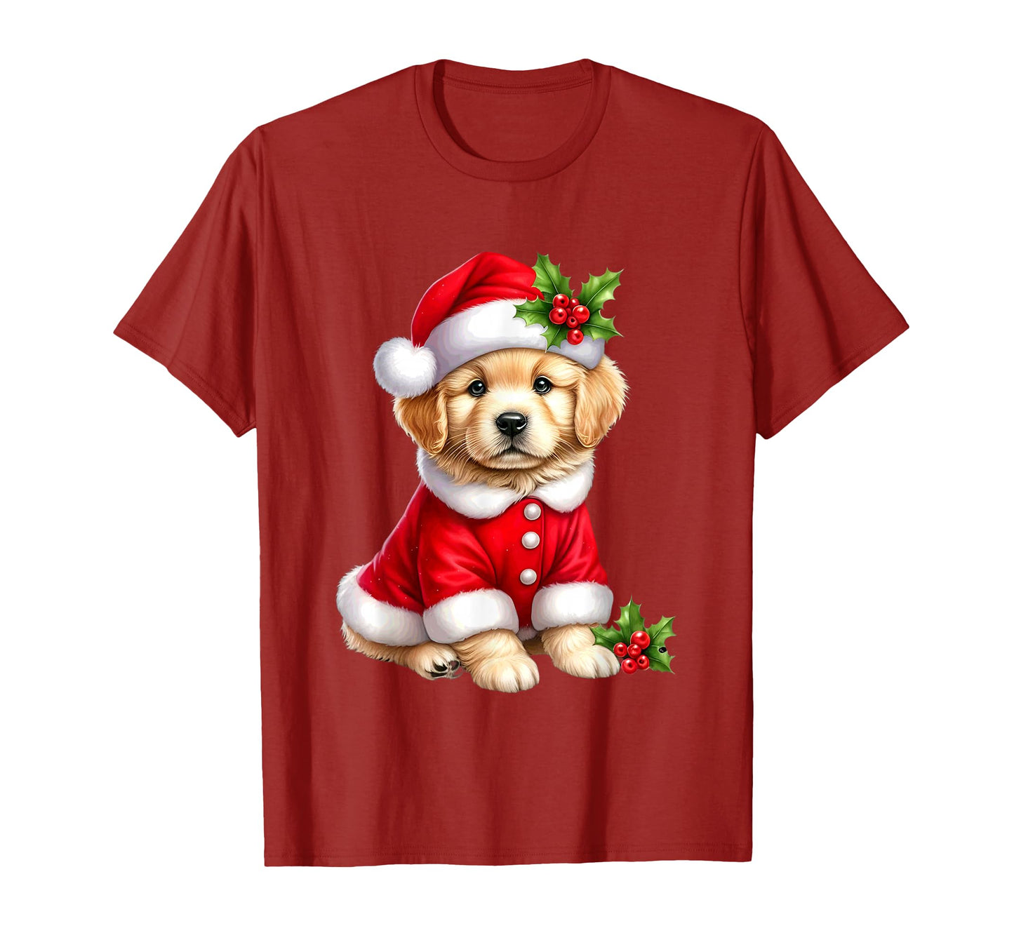 Christmas Golden Retriever Puppy Santa T-Shirt