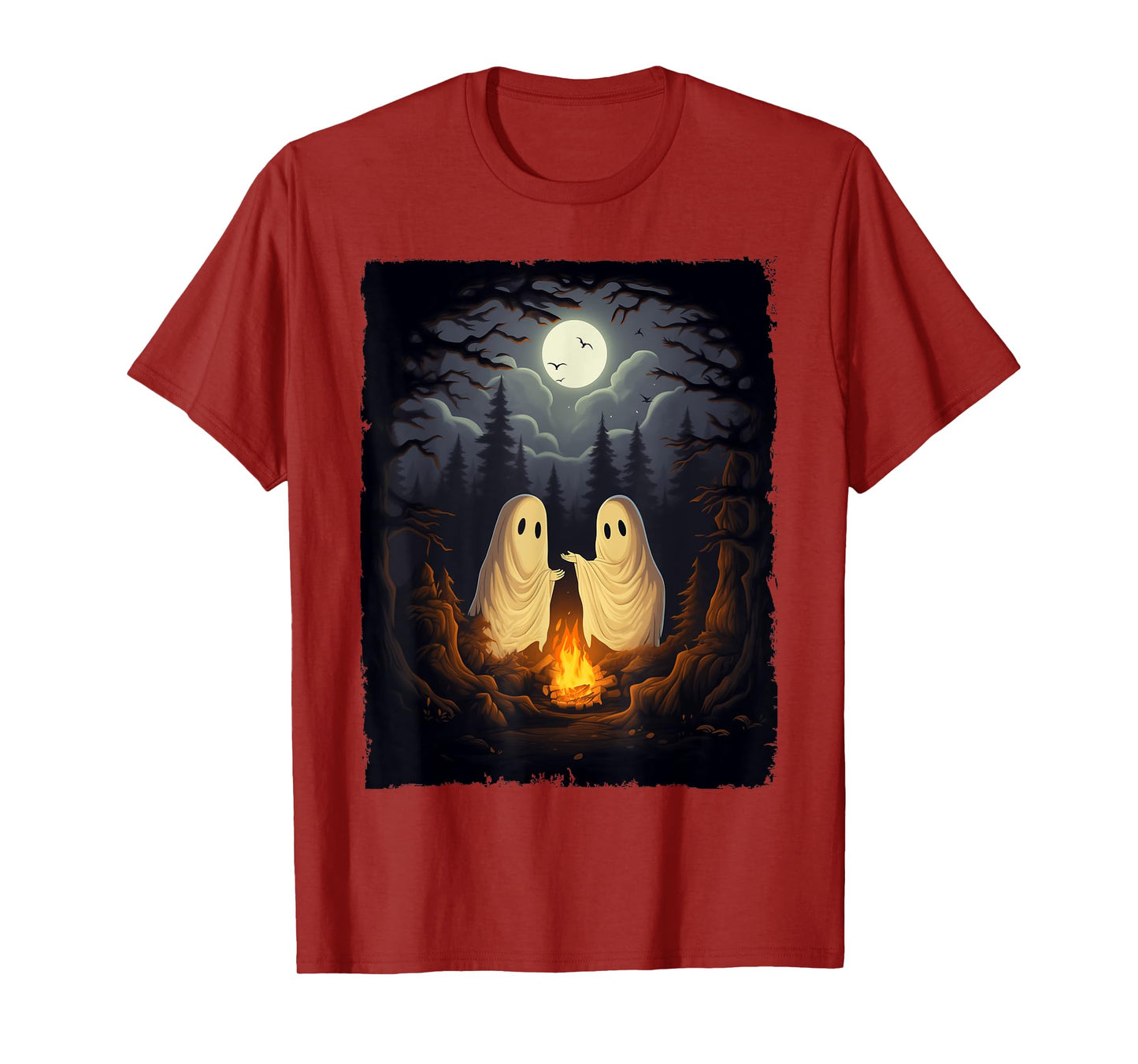 Vintage Ghost Camping Campfire Gothic Halloween Men Women T-Shirt