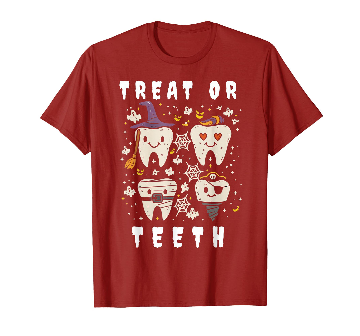 Trick Or Teeth Funny Dental Halloween Dentist Crew Costume T-Shirt