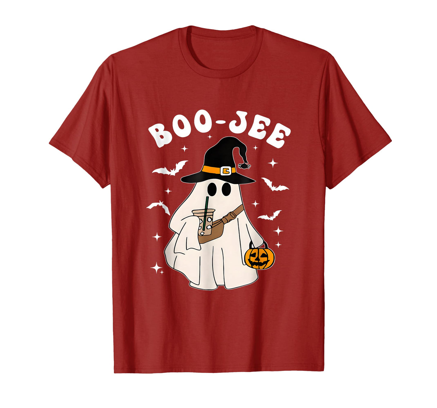Cute Ghost Halloween Costume Coffee Witch Hat Boujee Boo JEE T-Shirt