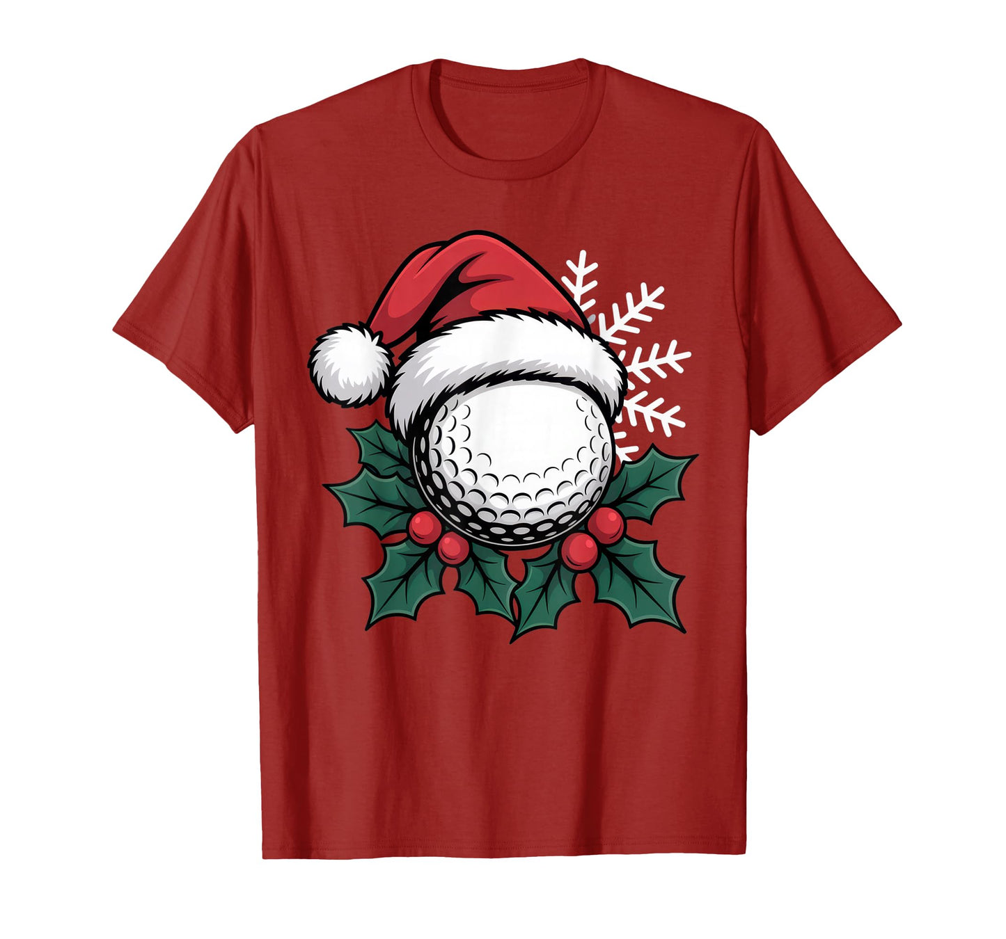 Santa Golf Ball for Festive Golf Lovers in Christmas Holiday T-Shirt