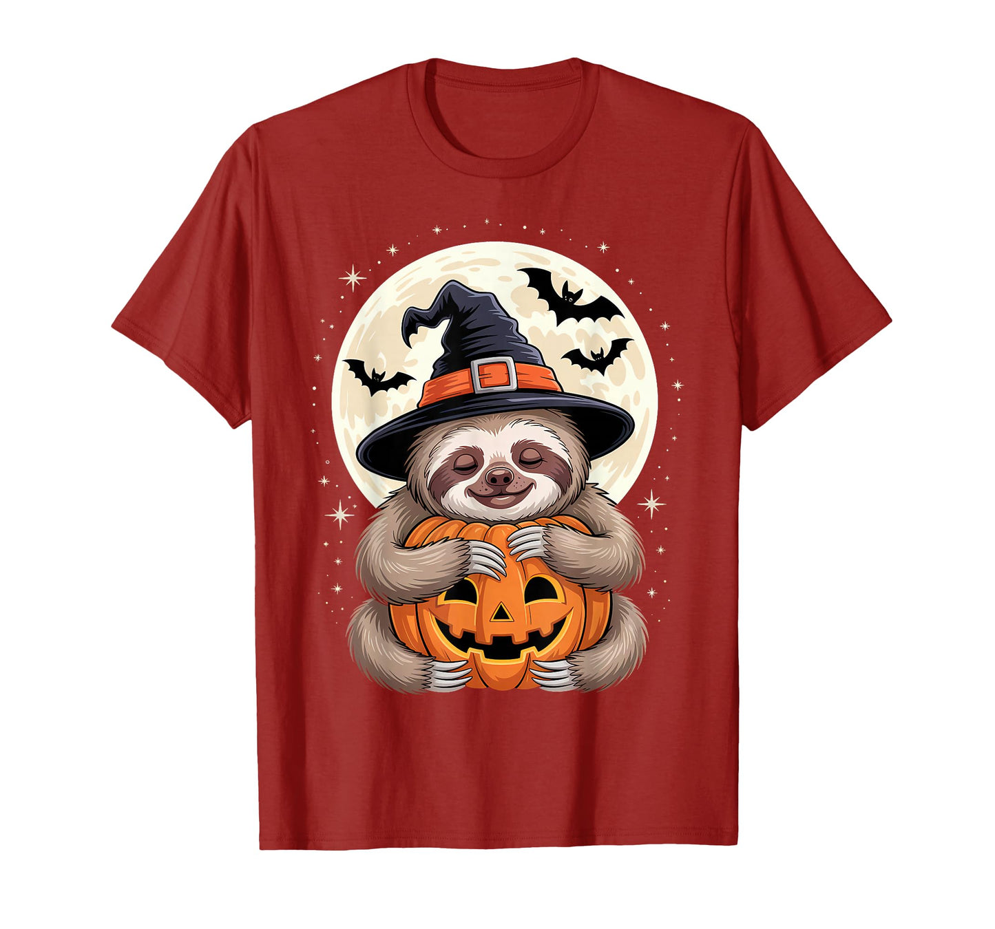 Halloween Sloth Witch Hat Pumpkin Spooky T-Shirt