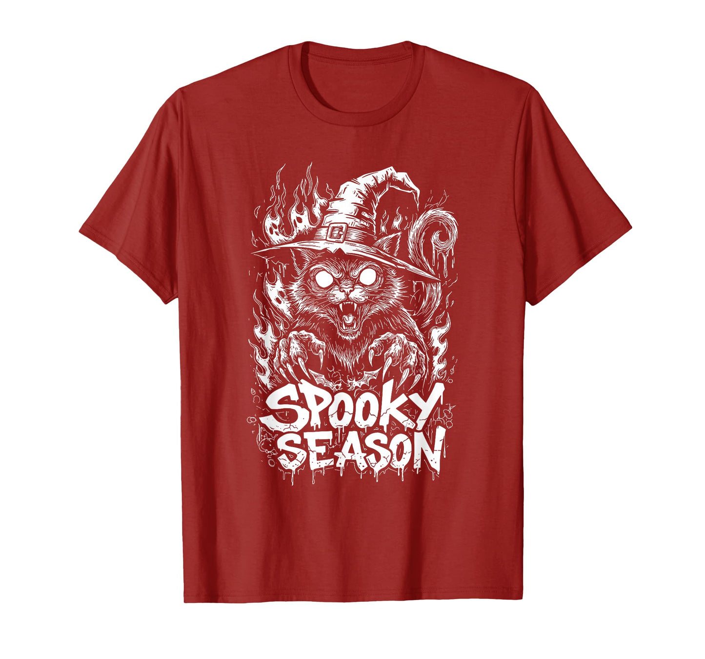 Spooky Season Halloween Cat Witch Hat Scary Creepy Graphic T-Shirt