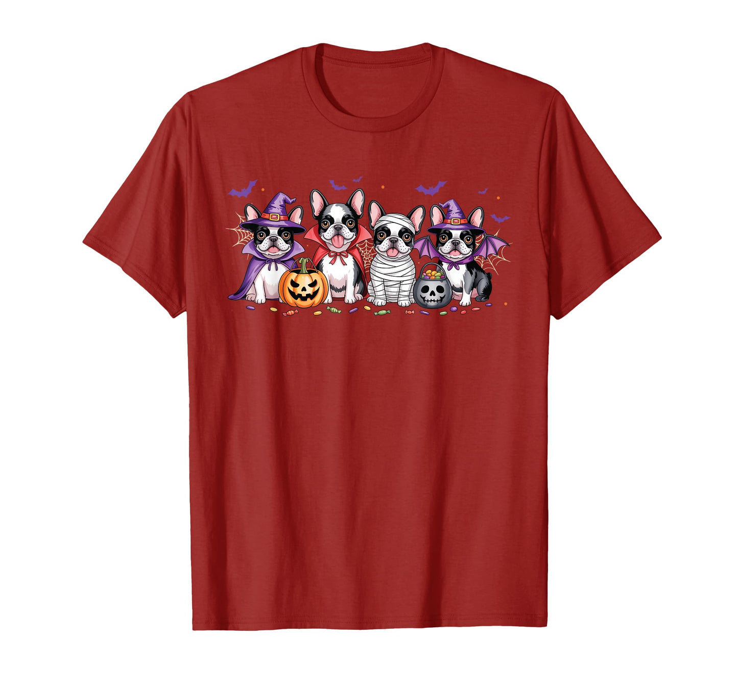 Mummy French Bulldog Halloween Bulldog Ghost Witch Pumpkins T-Shirt