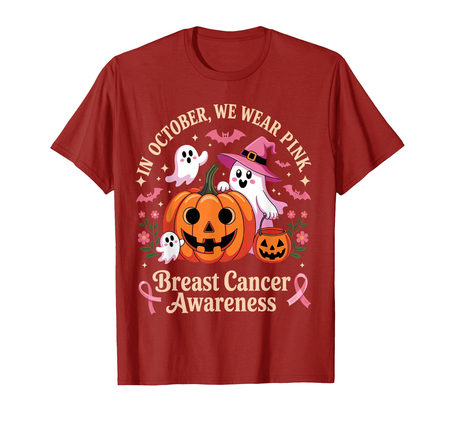 Breast Cancer Awareness Halloween in October We Wear Pink T-Shirt