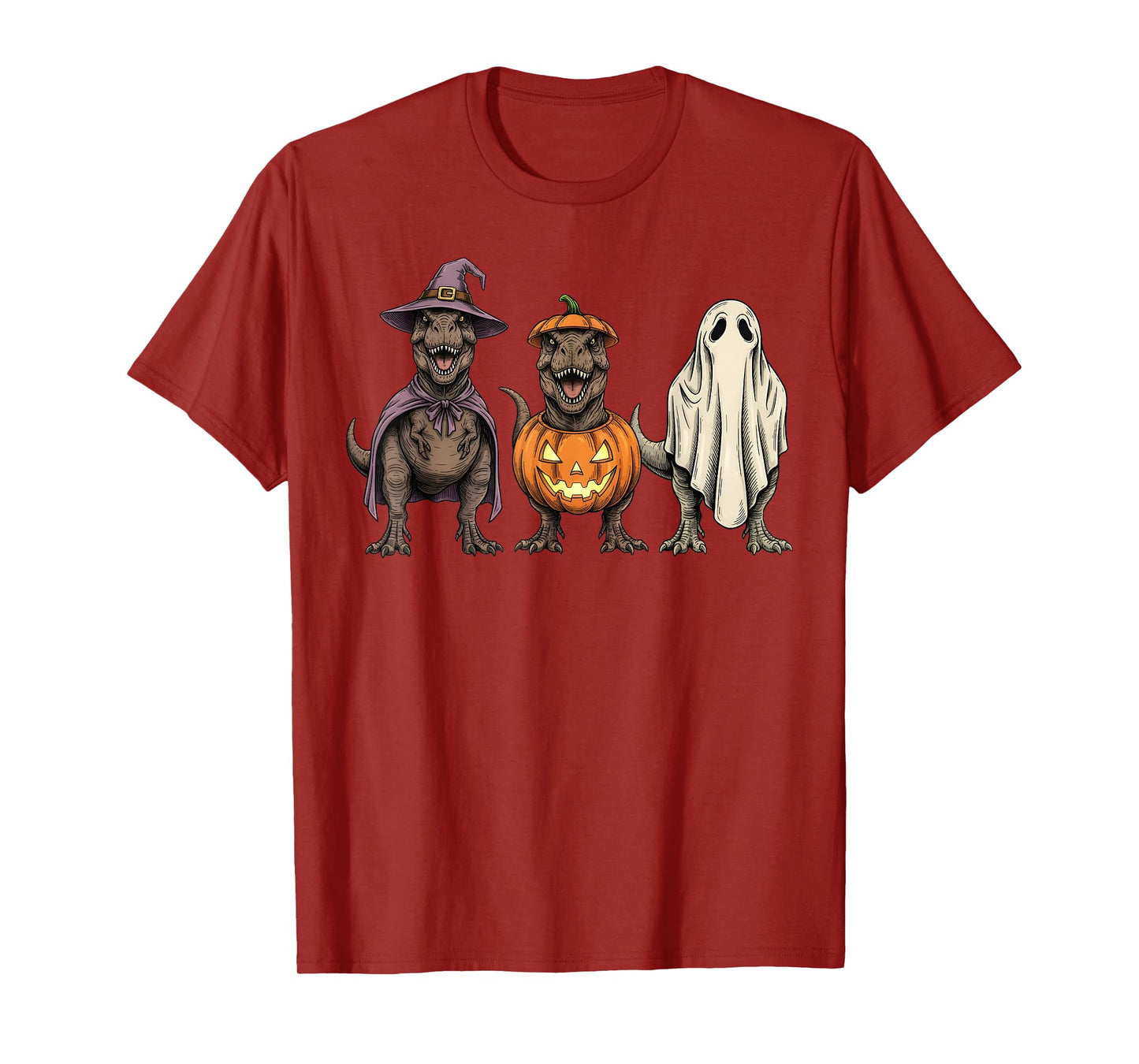 Spooky Ghost T-rex Dinosaur Lover Pumpkin Halloween T-Shirt