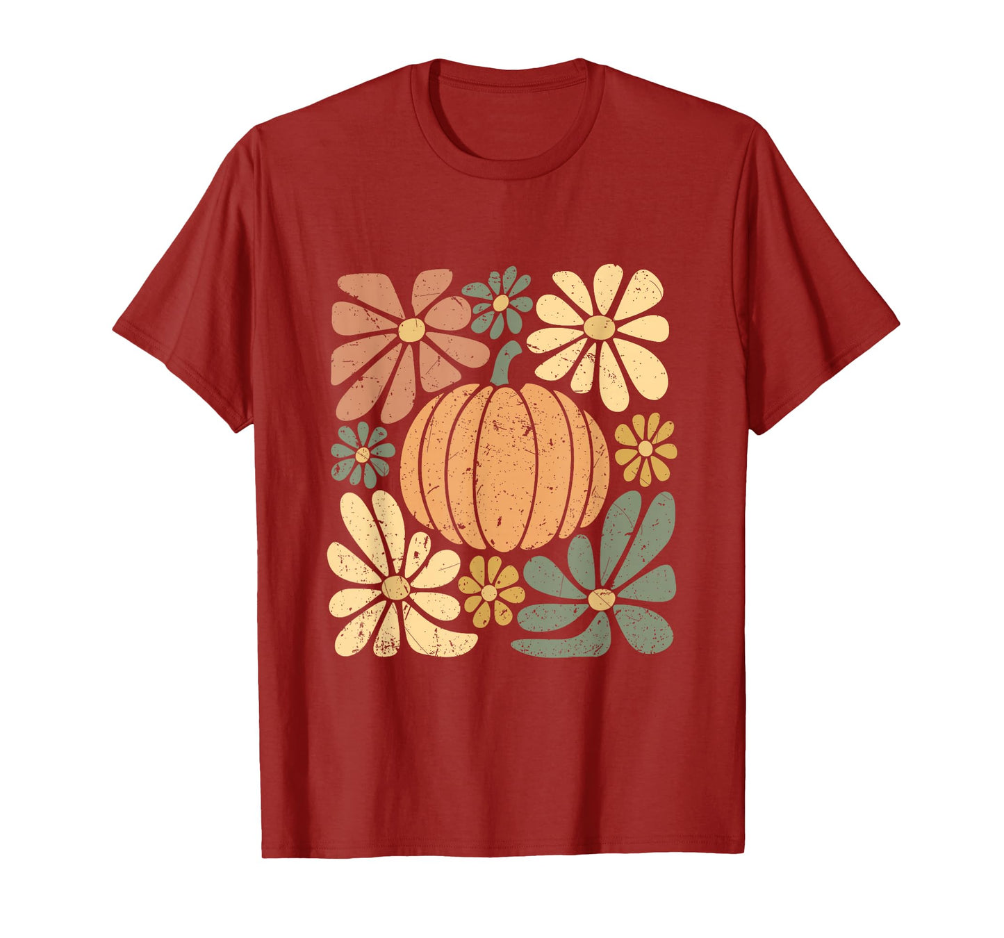 Retro Floral Boho Pumpkin Fall Cozy Autumn Halloween T-Shirt