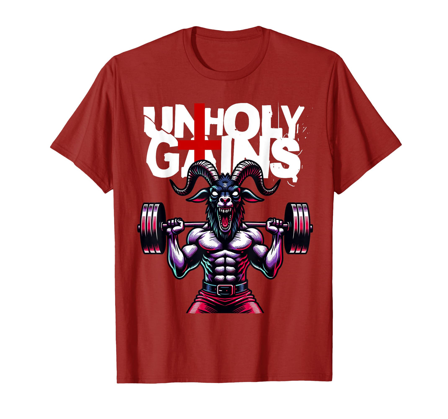 Unholy Gains Satanic Workout Devil Worship Goat Deadlift Gym T-Shirt