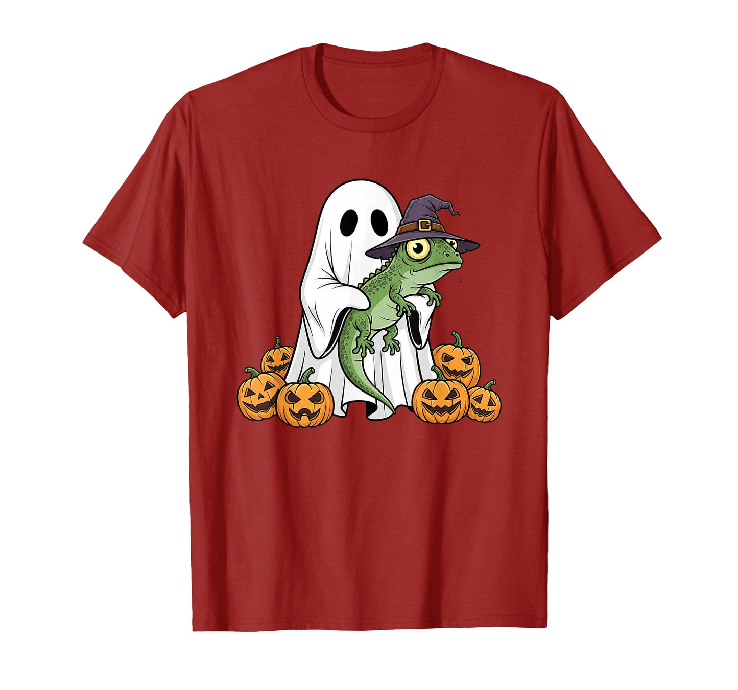 Funny Ghost Lizard Pumpkin Halloween Kids Mens Womens T-Shirt