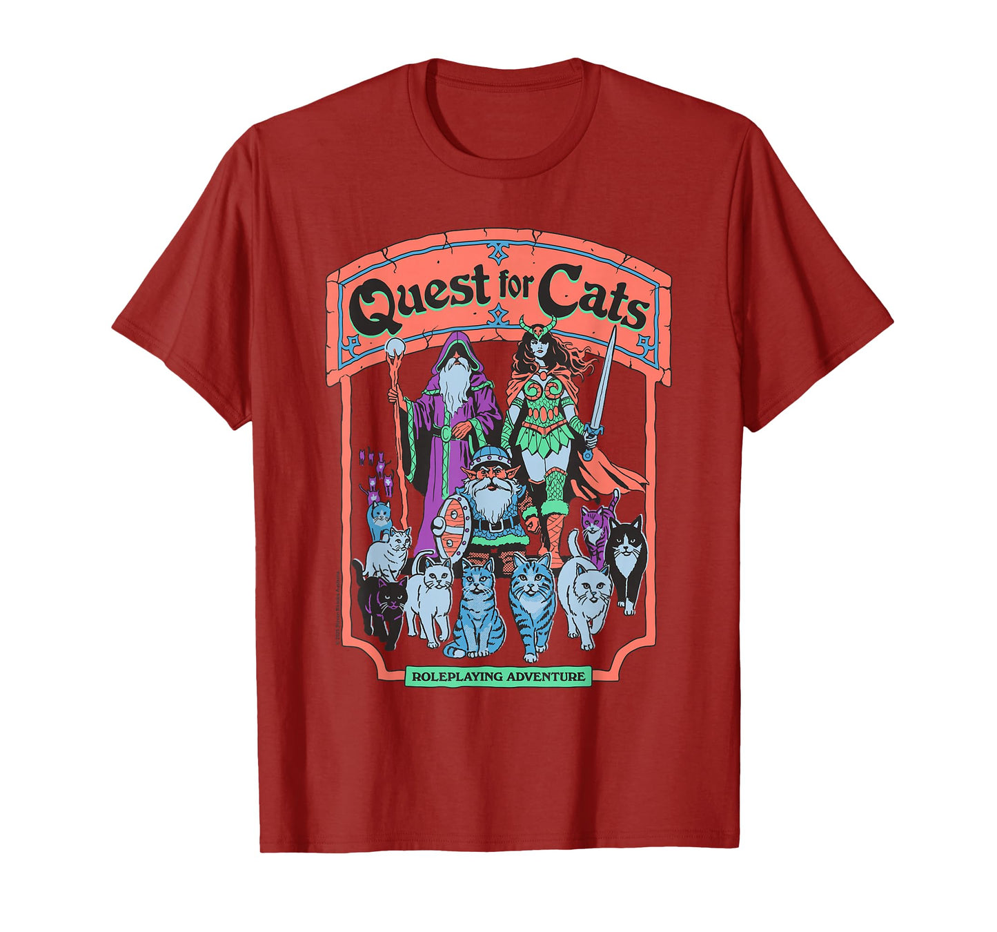 Quest for Cats Roleplay Retro Vintage Funny Adult Humor T-Shirt