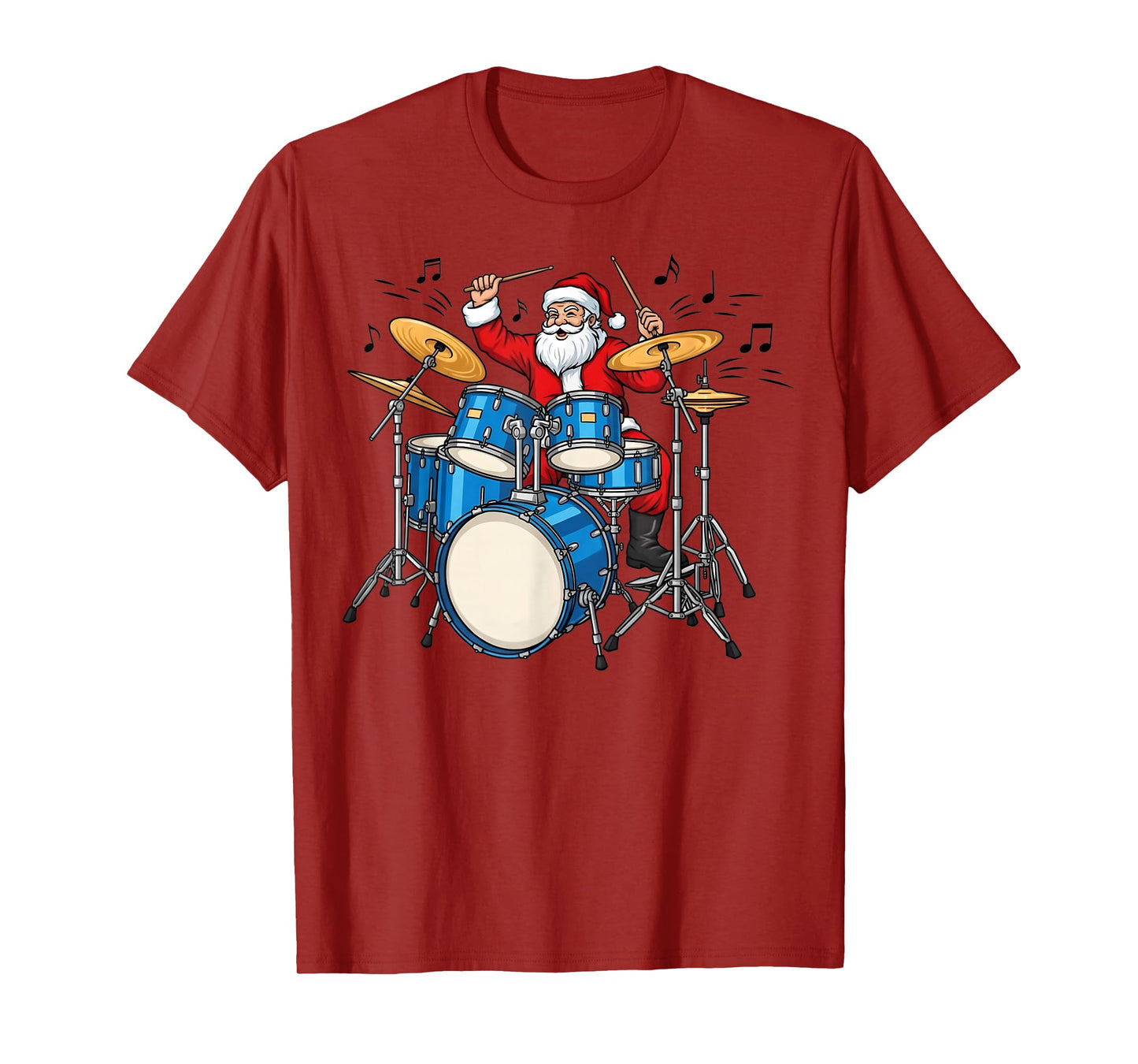 Drumset Christmas Drums Percussion Drum Funny Drummer Santa T-Shirt