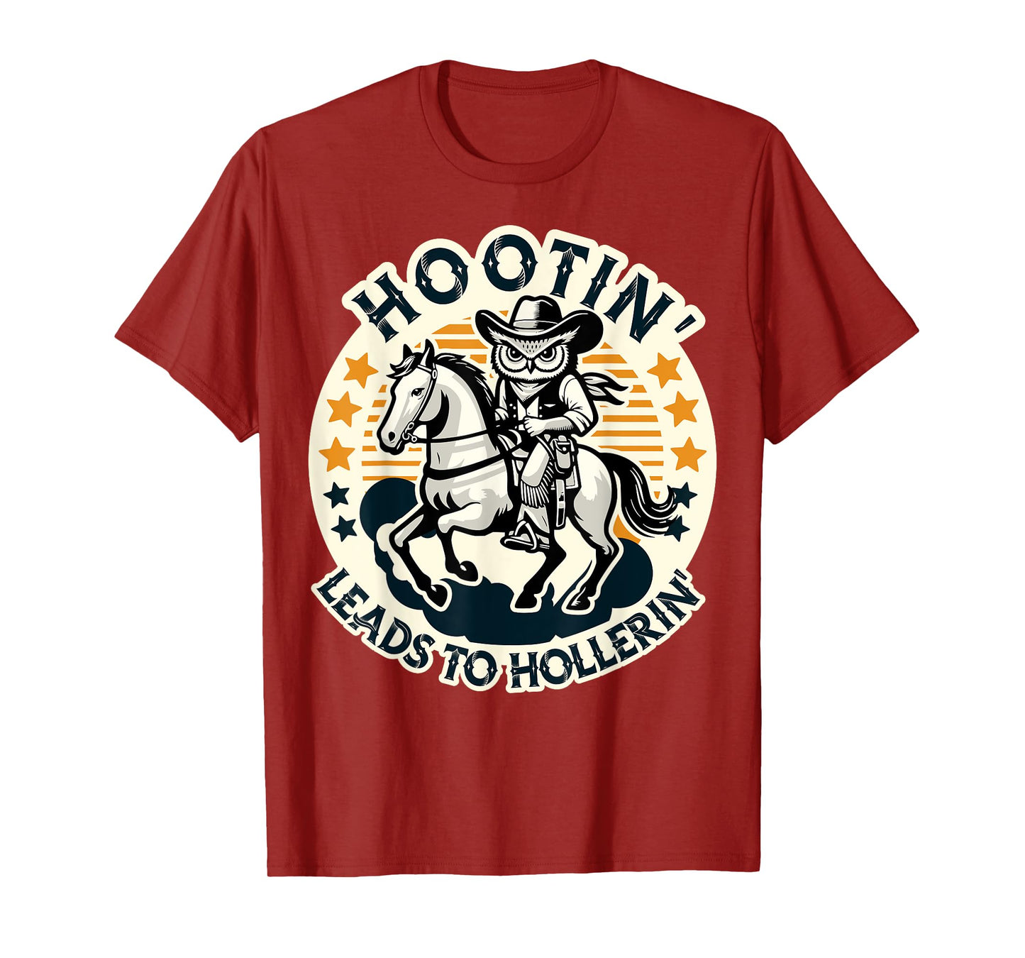 Hootin' Leads To Hollerin' Funny Country Western Owl Rider T-Shirt