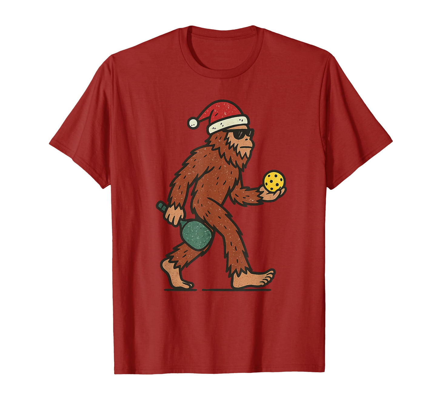 Sasquatch Playing Pickleball Christmas Vintage Funny Xmas T-Shirt