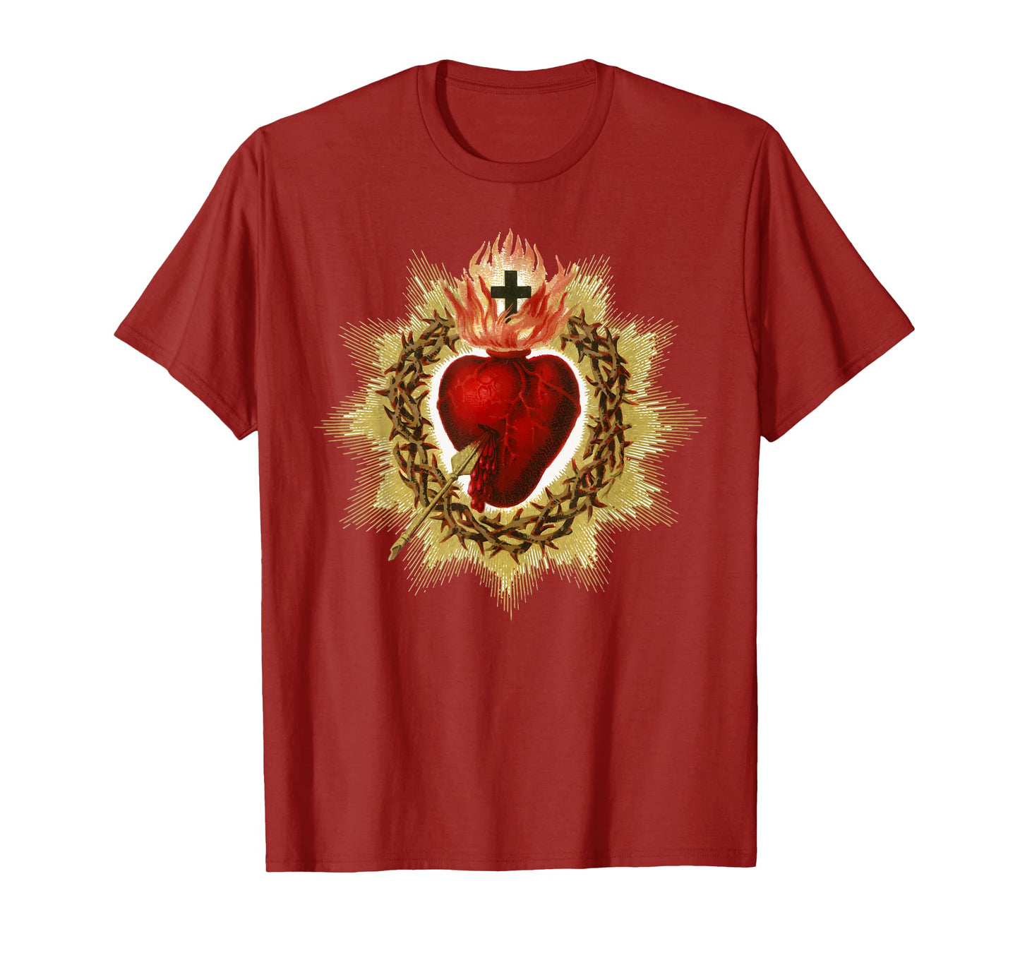Sacred Heart of Jesus Art Christ Vintage Catholic Blessing T-Shirt