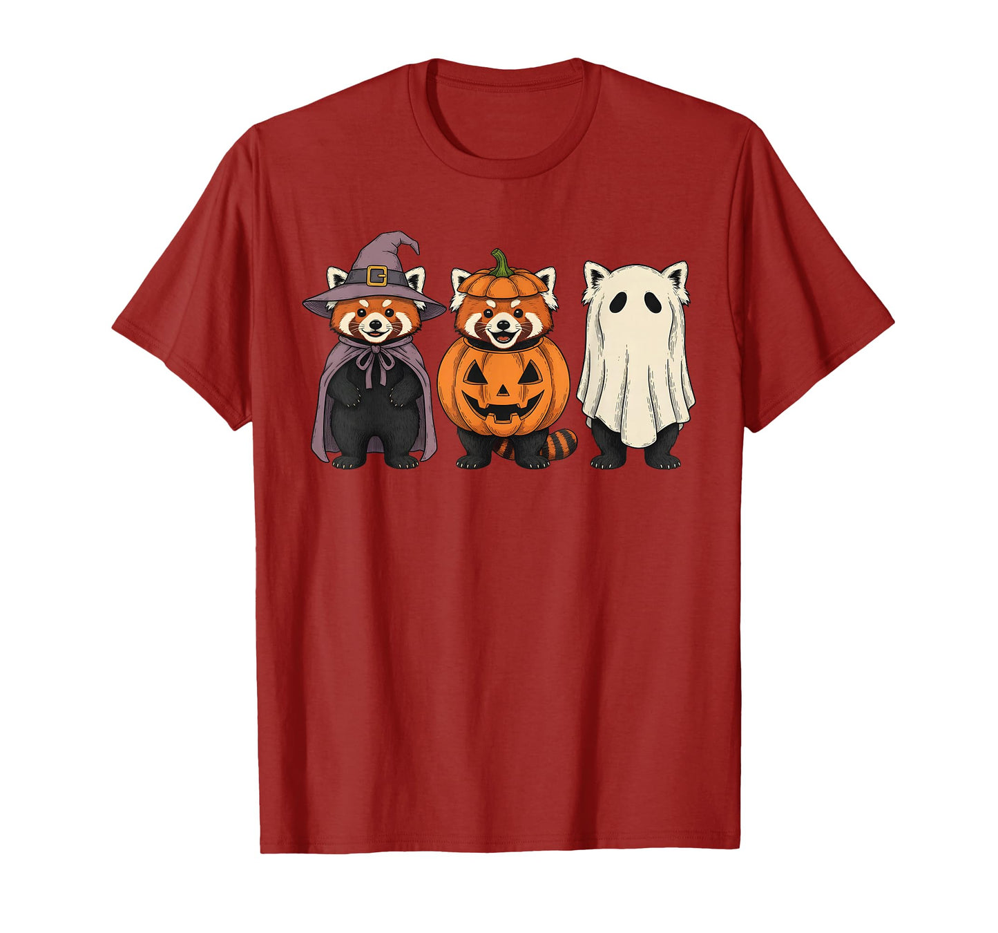 Spooky Ghost Red Panda Lover Pumpkin Halloween T-Shirt
