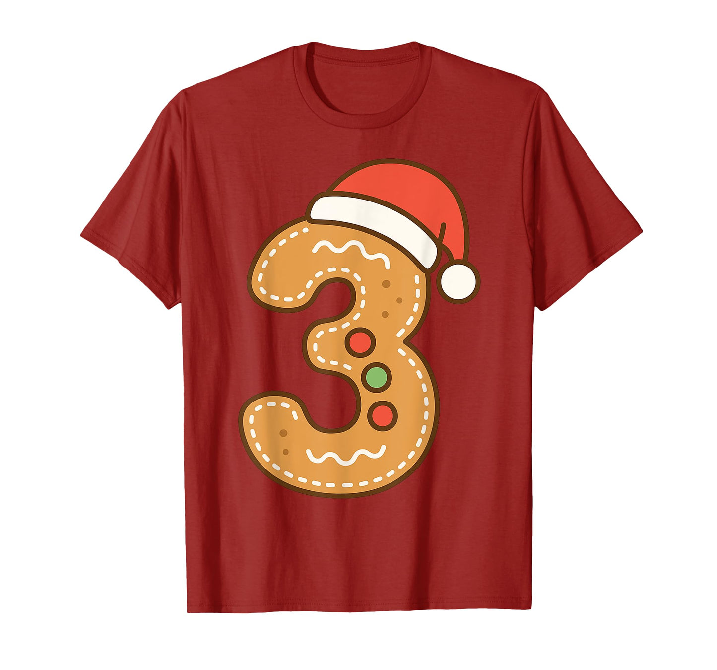 Cute Gingerbread Number 3 Third Christmas 3rd Birthday Kids T-Shirt