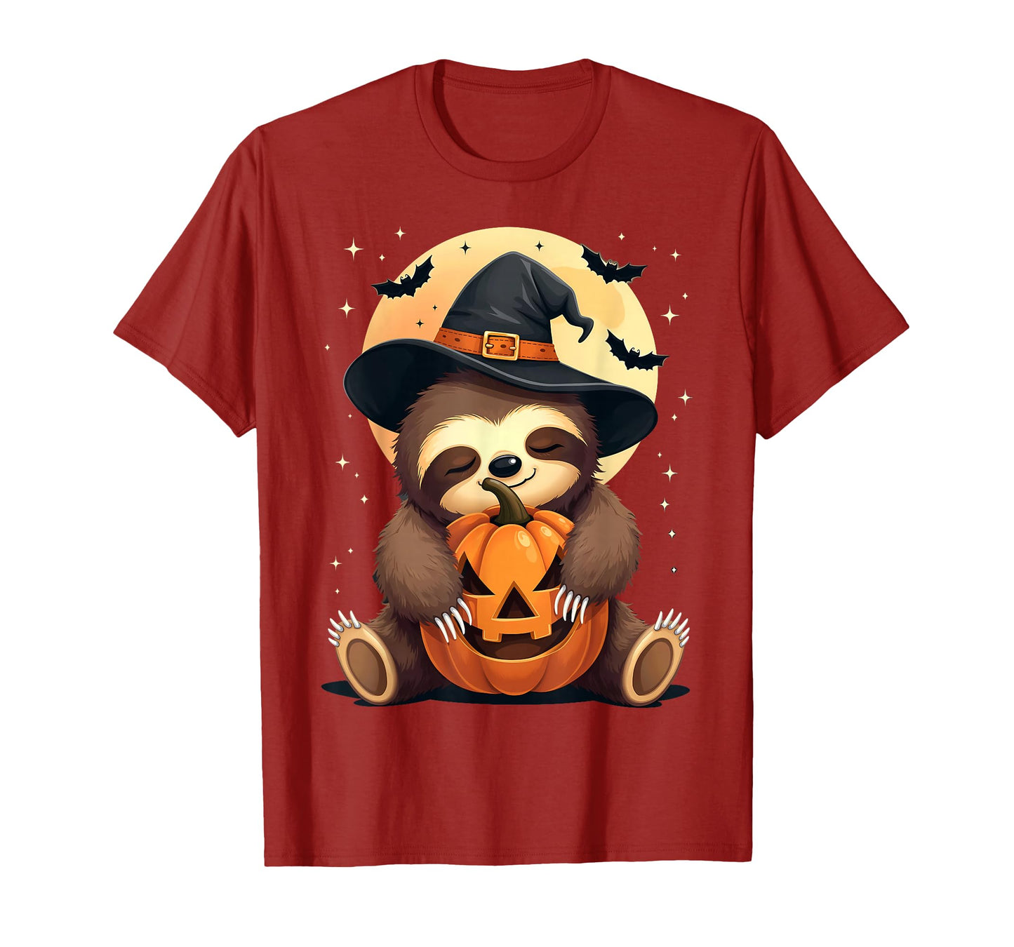 Halloween Sloth Witch Hat Pumpkin Spooky T-Shirt