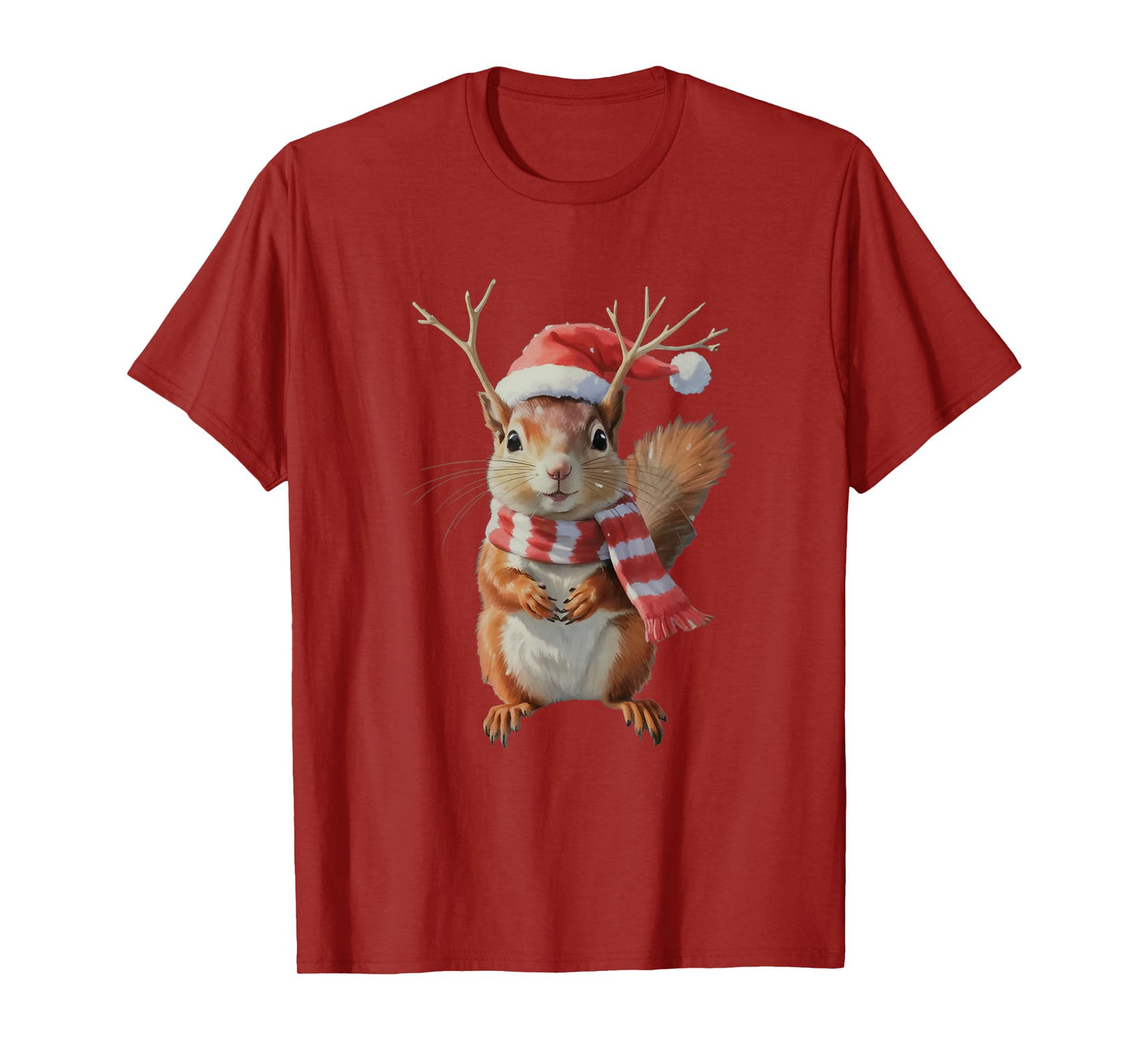 Cute Squirrel Christmas Squirrel Santa Hat Xmas Women Girls T-Shirt